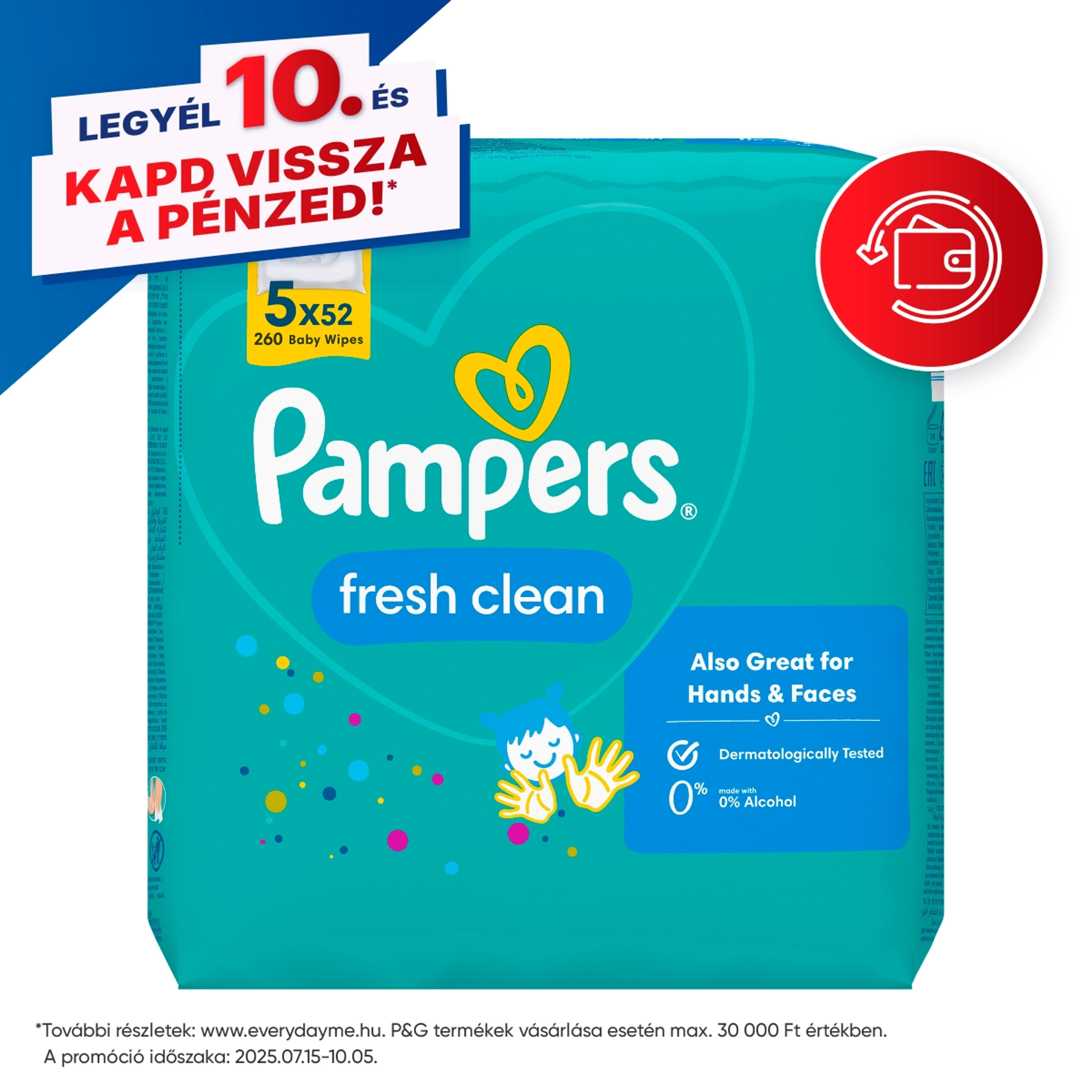 Pampers Fresh Clean nedves törlőkendő - 260 db