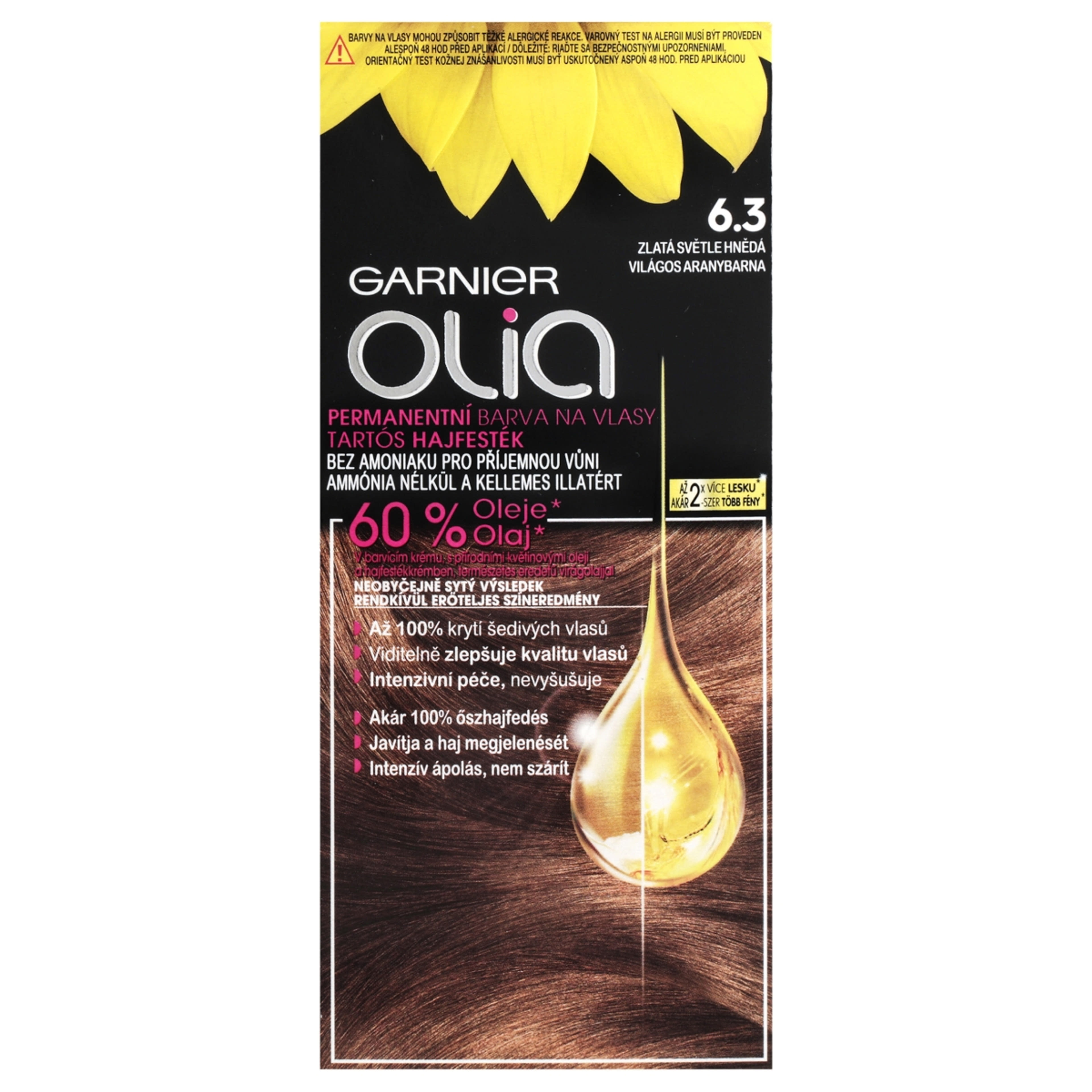 Garnier Olia tartós hajfesték 6.3 Világos aranybarna - 1 db-3