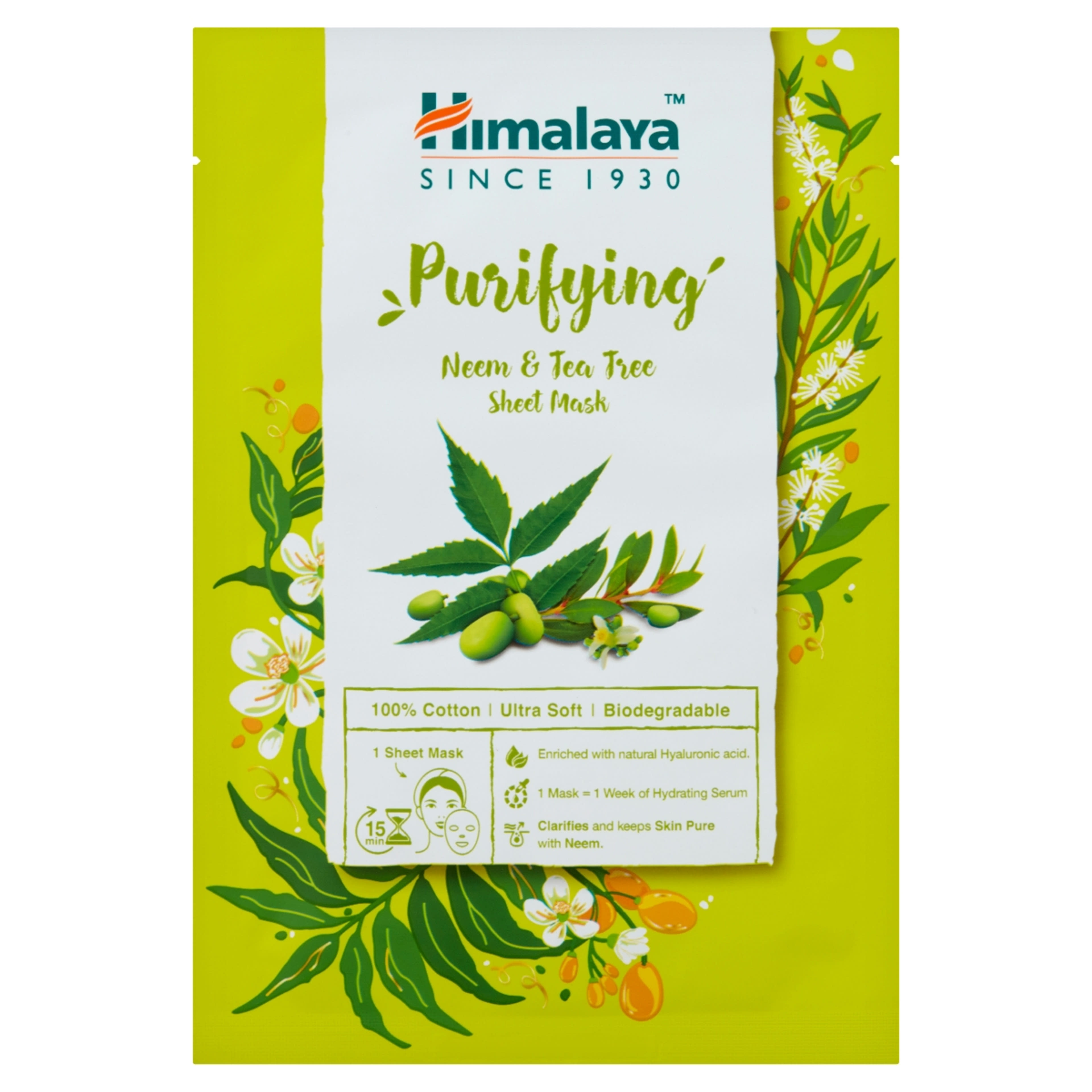 Himalaya arctisztító textil maszk nim növény + teafa - 30 ml-1