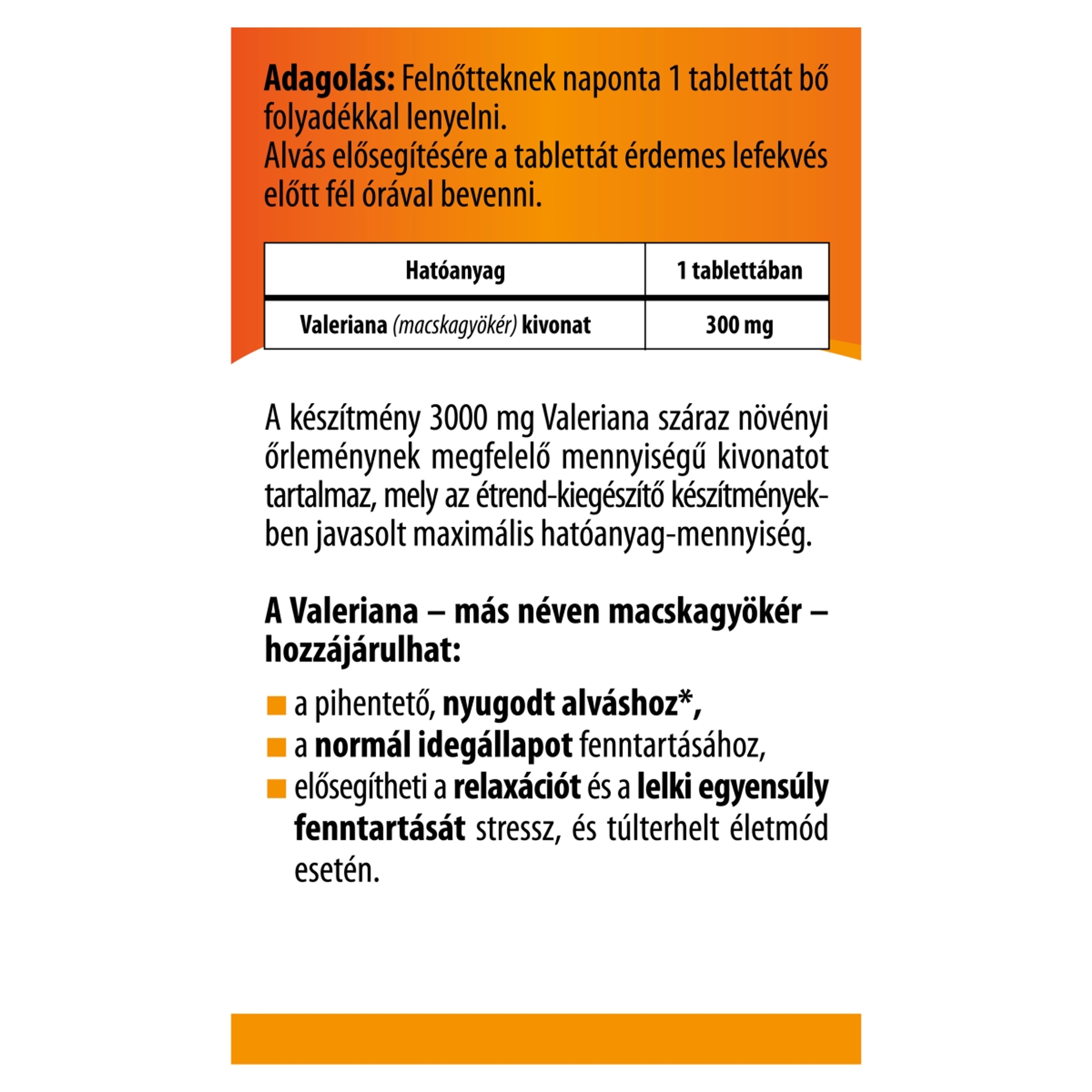 Bioco Valeriana Max étrendkiegészítő tabletta - 60 db-3