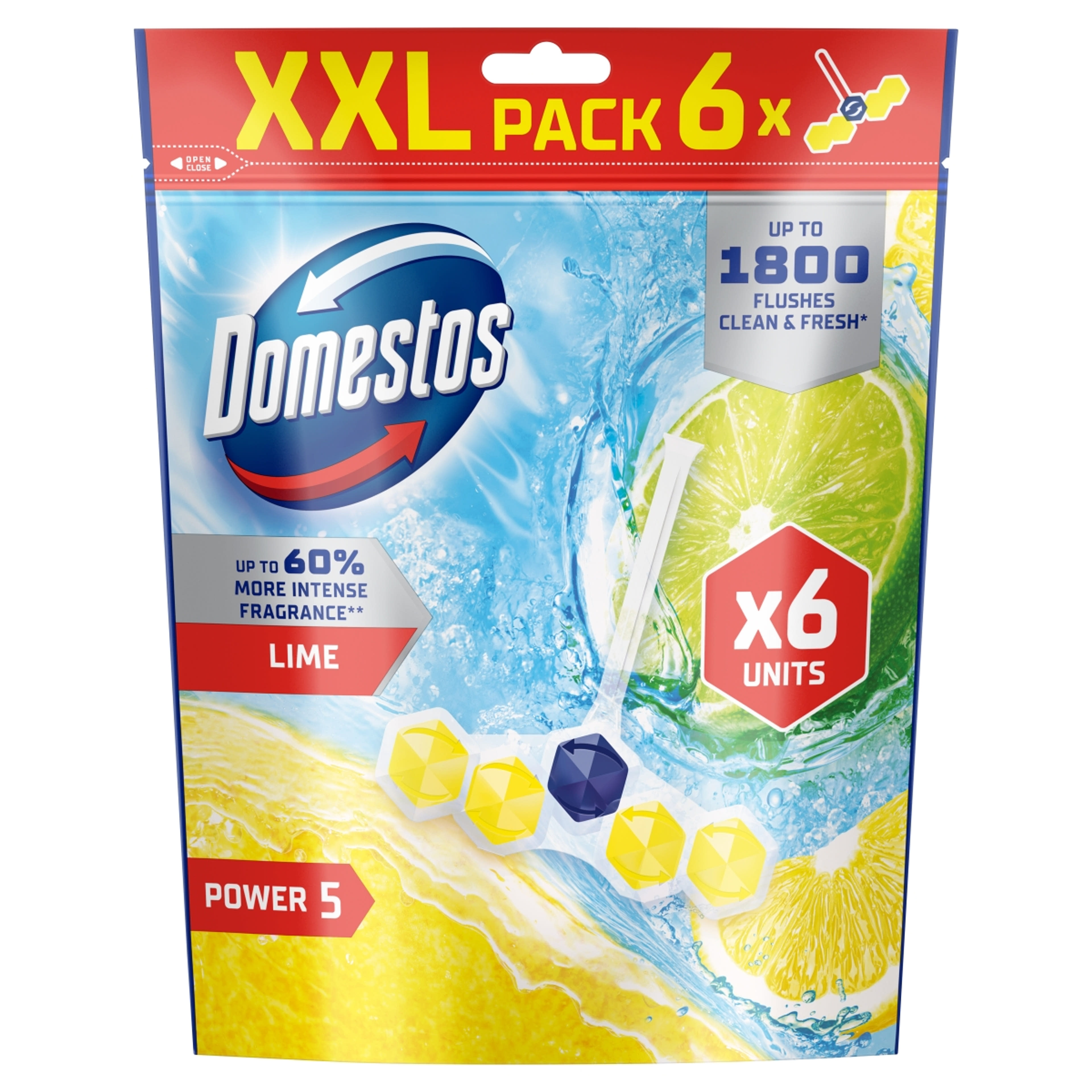 Domestos Power5 Lime WC illatosító 6x50 g - 300 g-1