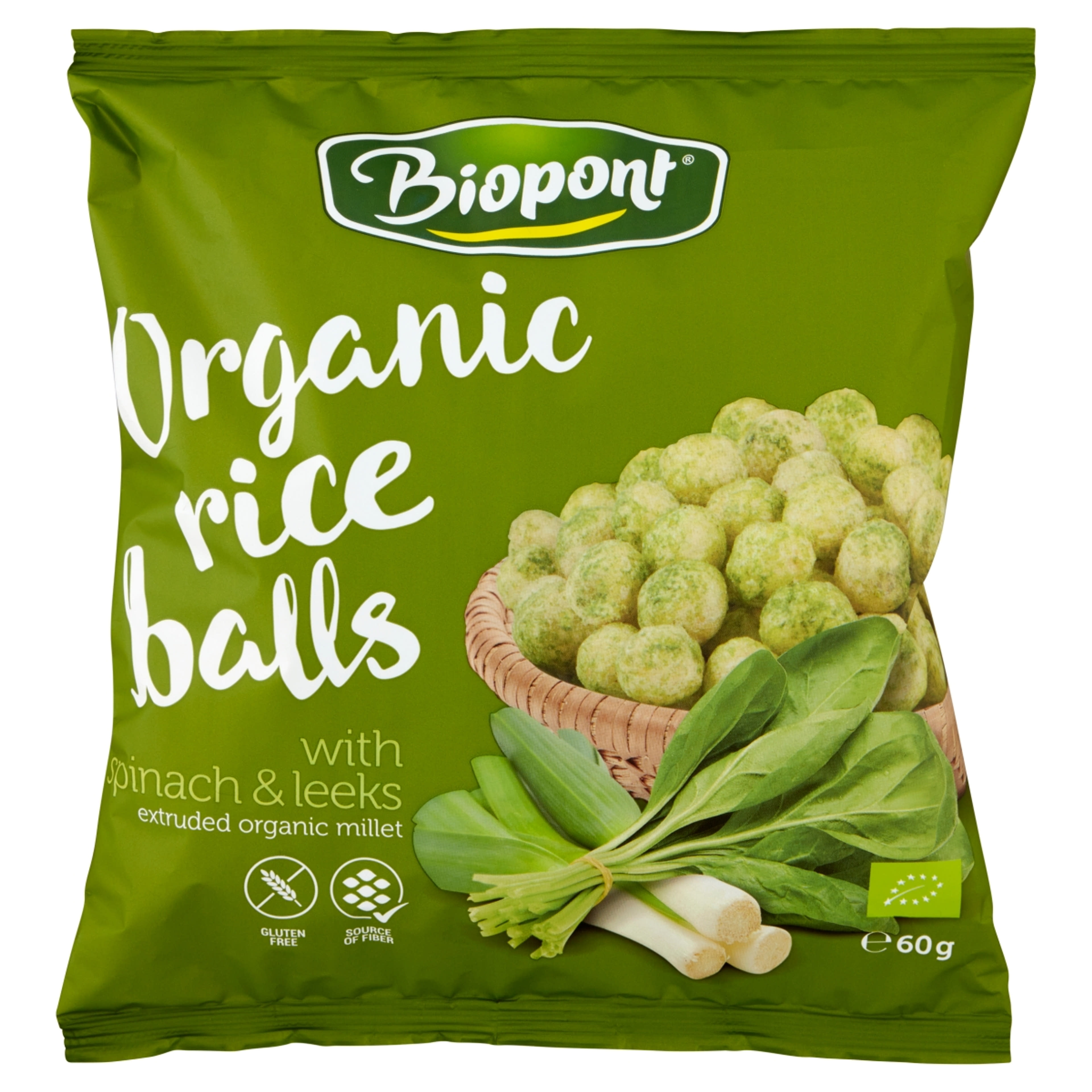 Biopont Bio rizsgolyó spenóttal és póréhagymával - 60 g-1
