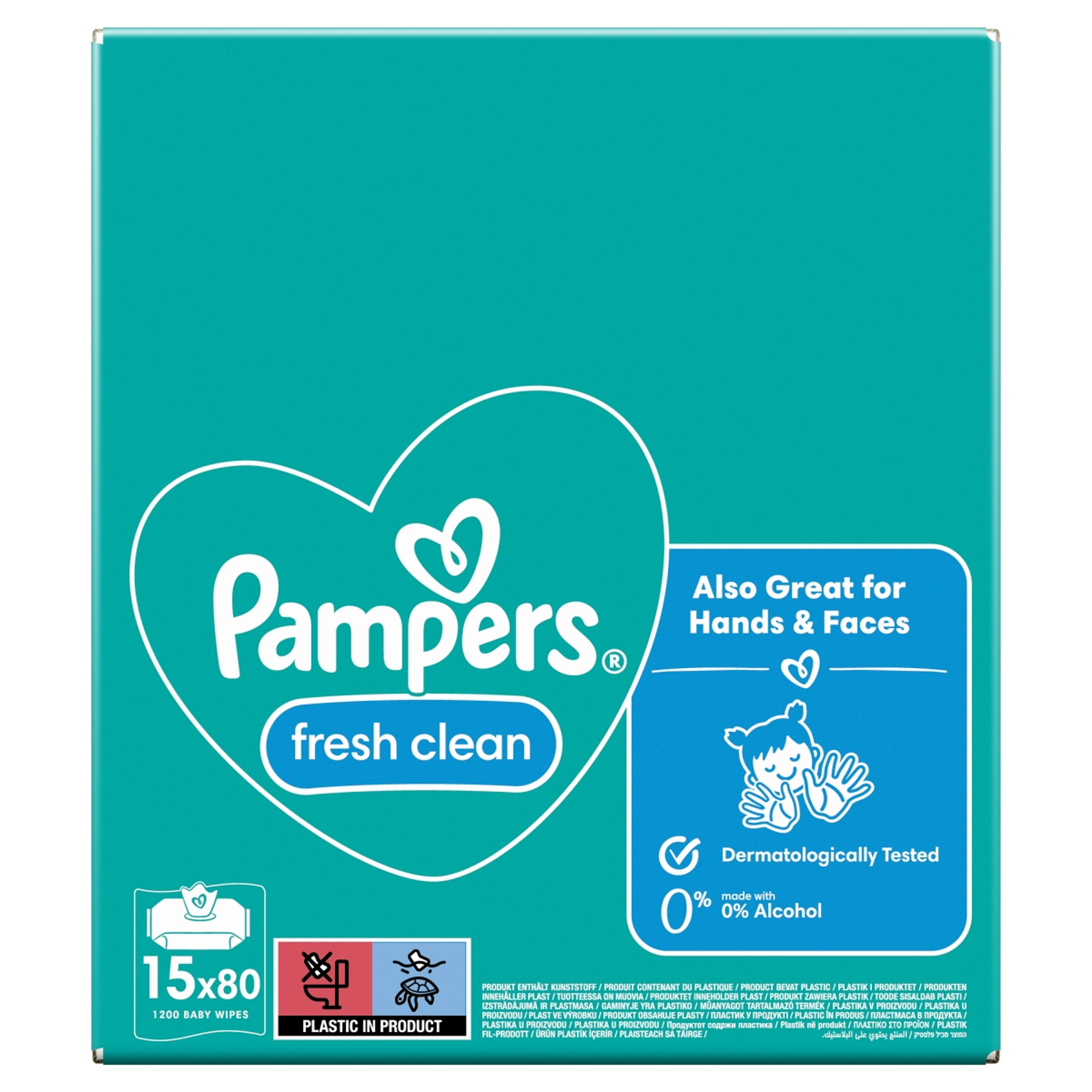 Pampers Fresh Clean nedves törlőkendő, 15 csomag - 1200 db-1