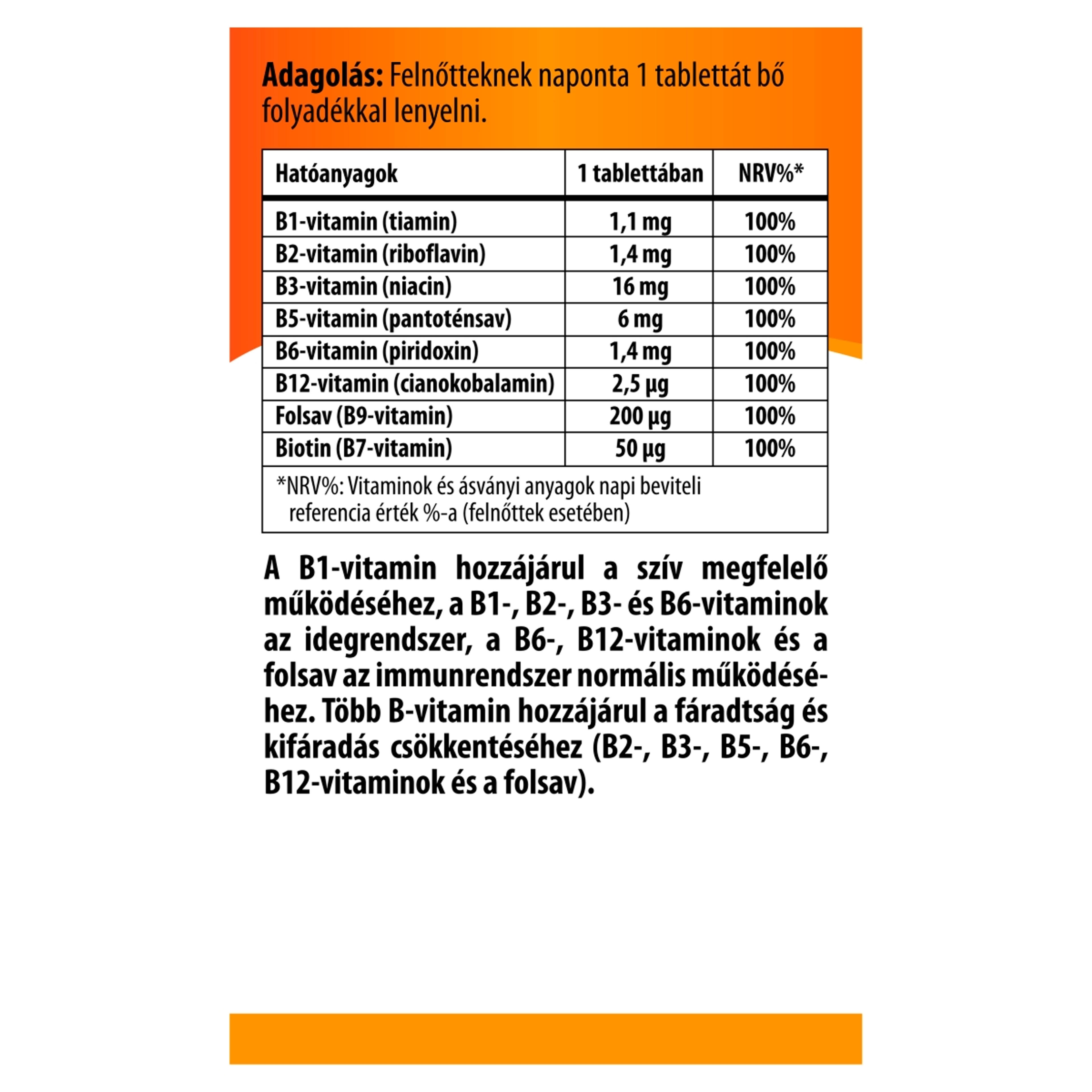 Bioco B-vitamin komplex étrendkiegészítő tabletta - 90 db-2