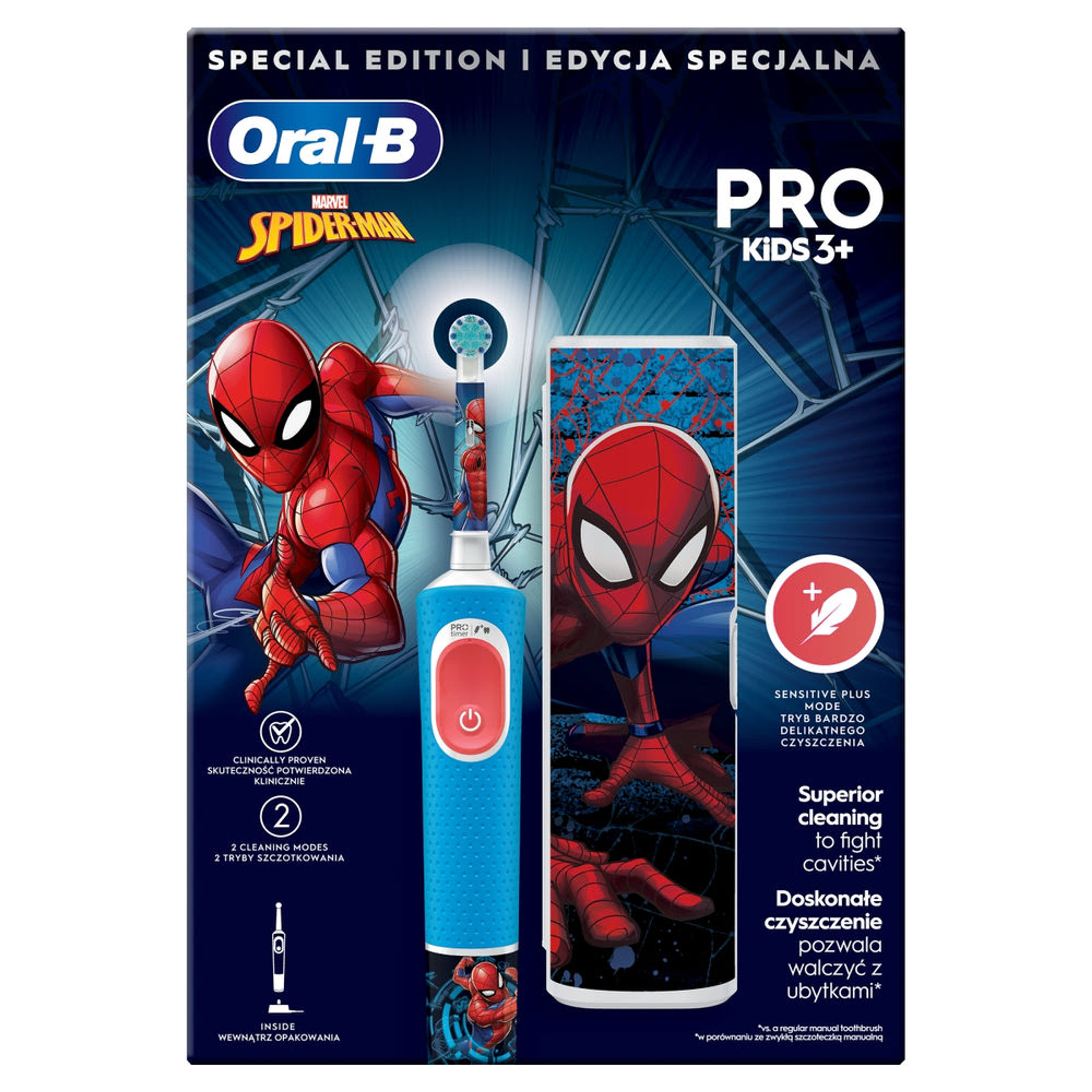 Oral-B Pro Kids Spiderman elektromos fogkefe + utazótok - 1 db