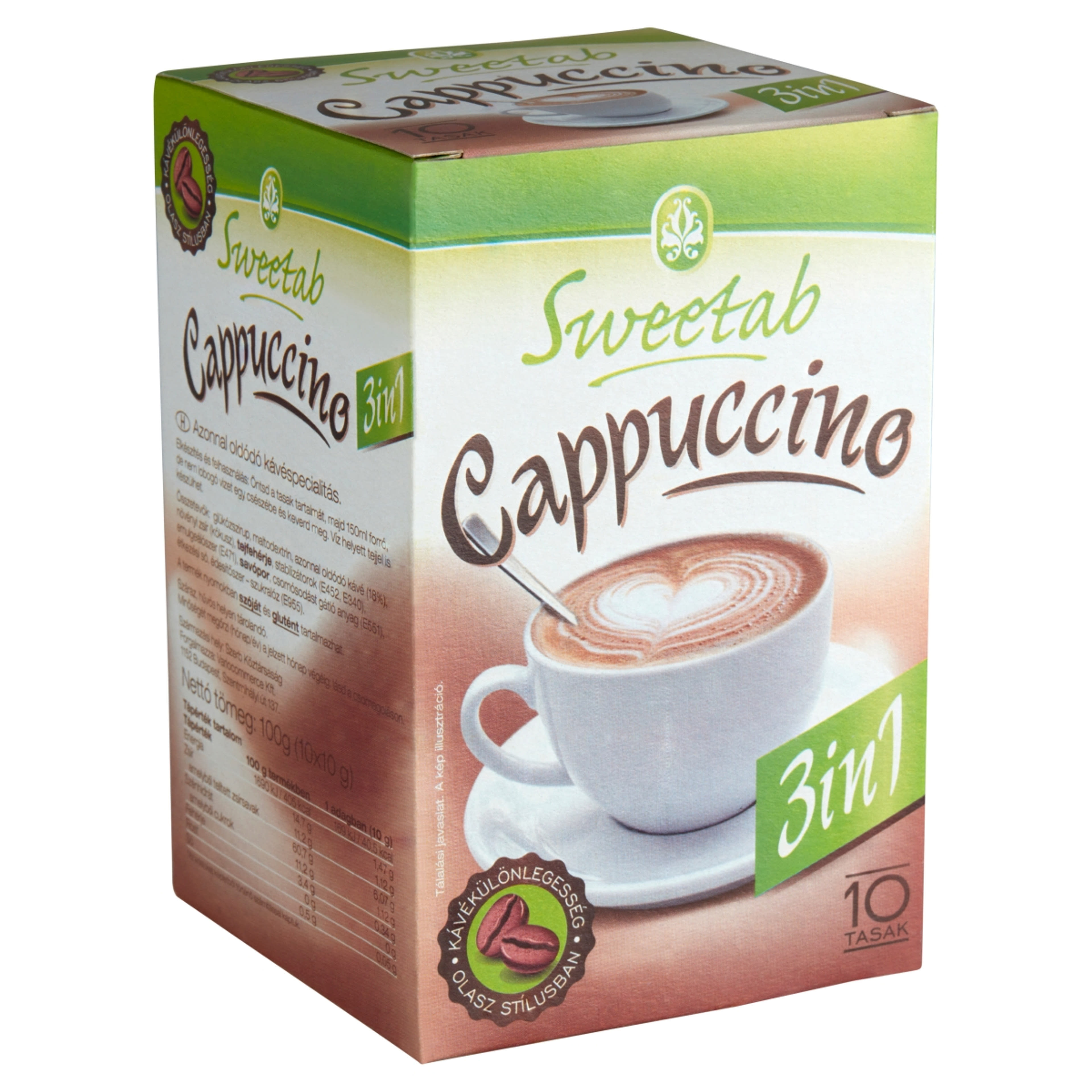 Sweetab cukormentes cappuccino 10x10 - 100 g-2