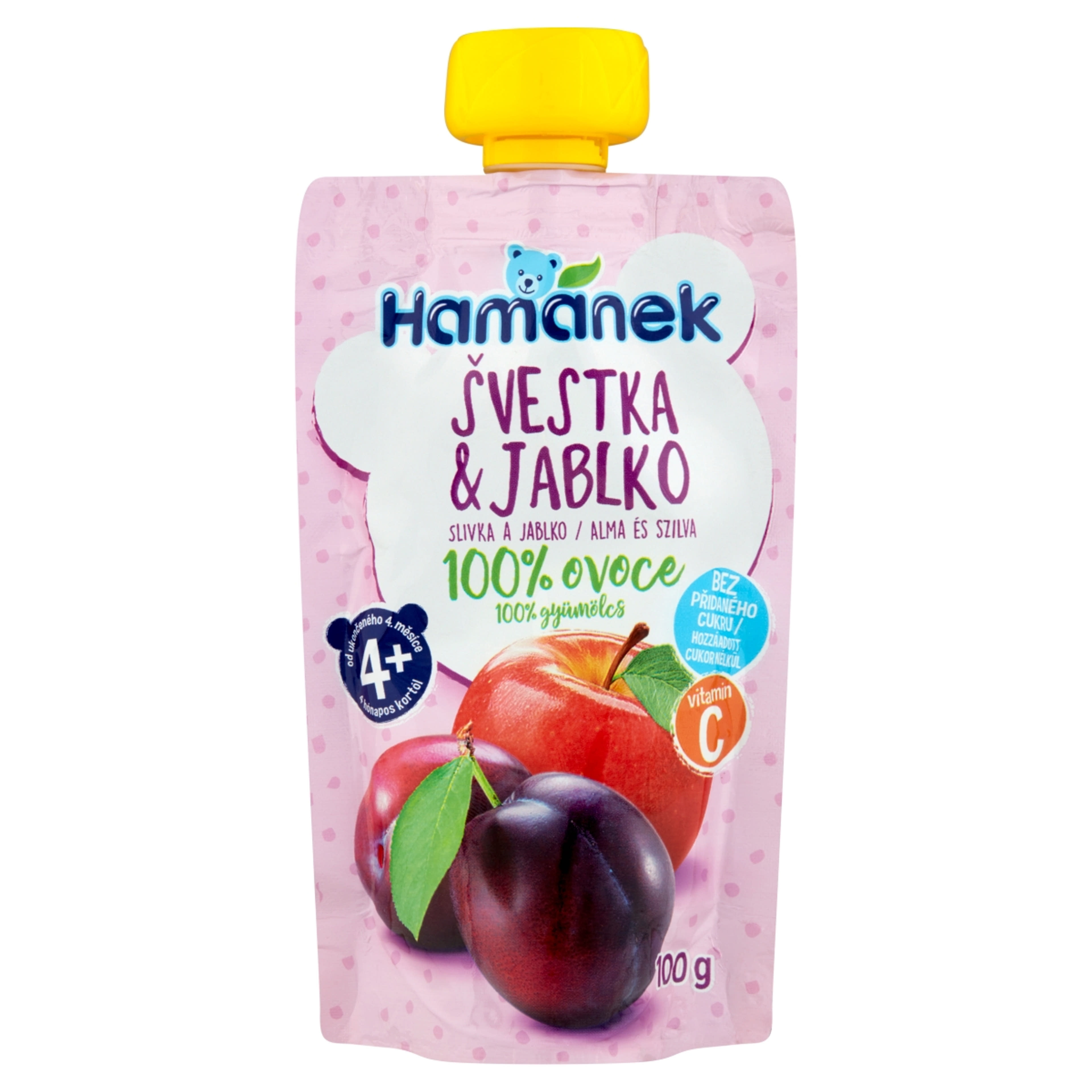 Hamánek gyümölcspüré alma,szilva 4 hónapos kortól - 100 g-1