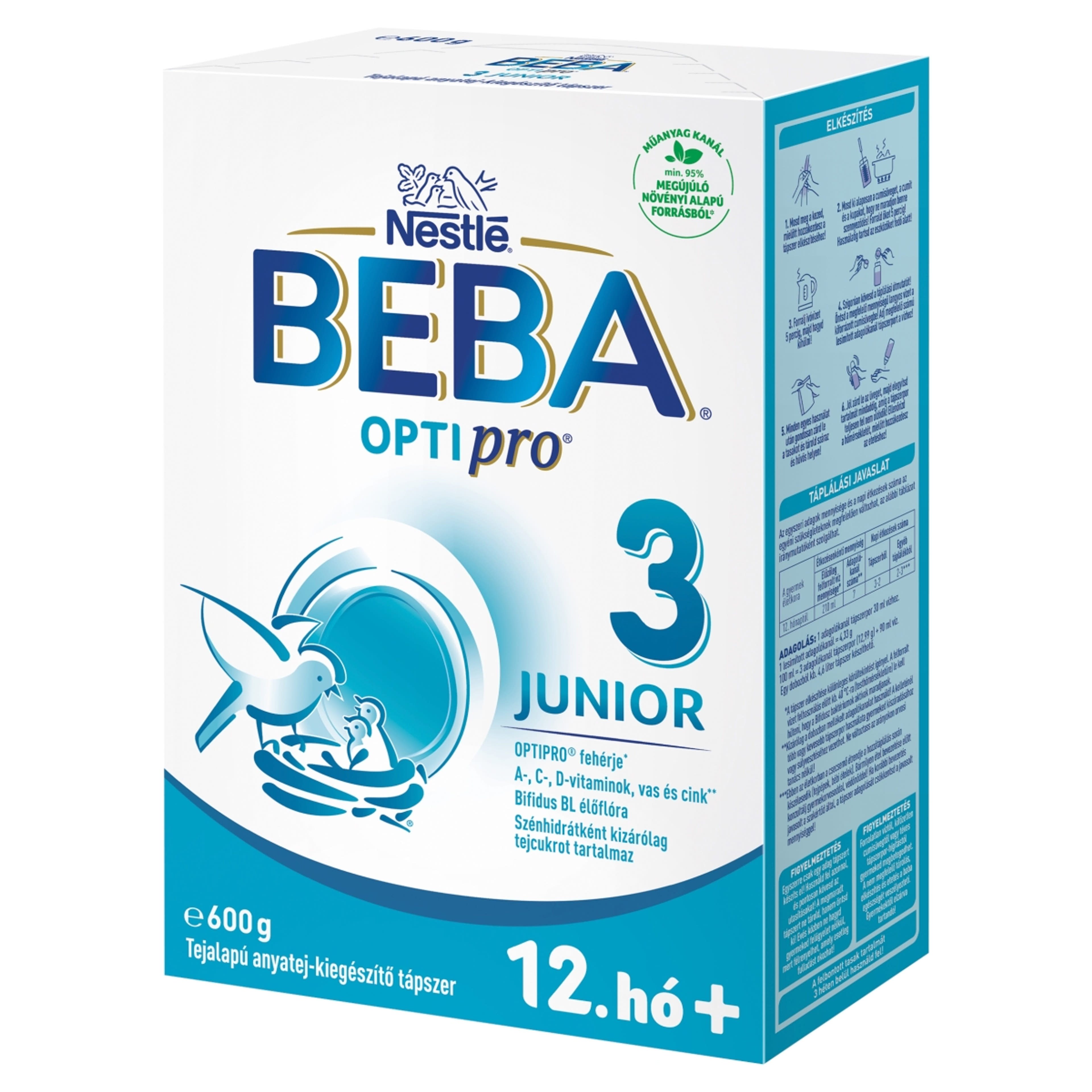 Beba Optipro 3 Junior tejalapú anyatej-kiegészítő tápszer 12. hónapos kortól - 600 g-4