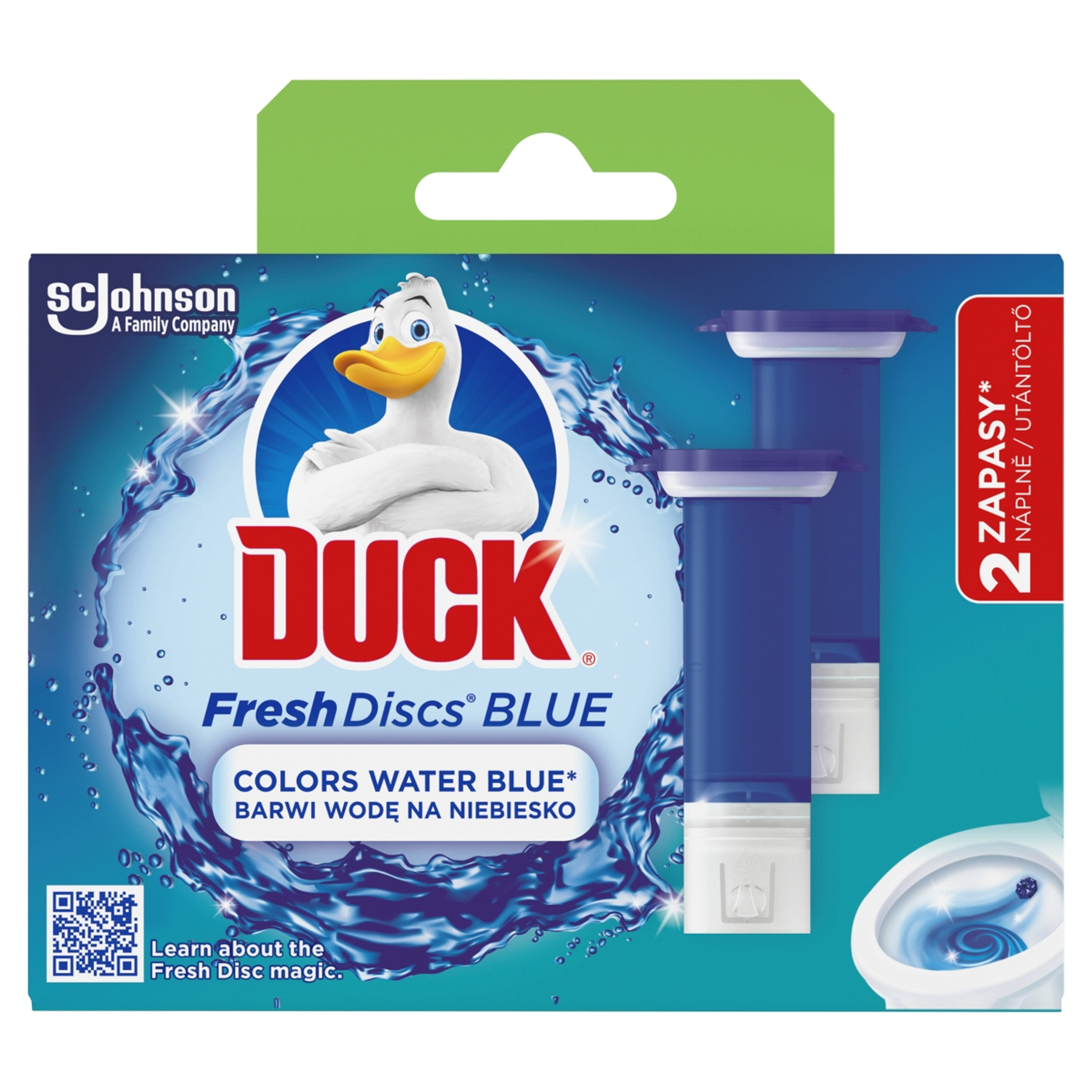 Duck Fresh Discs Blue WC-öblítő korong utántöltő színező hatással 2x36 ml - 72 ml