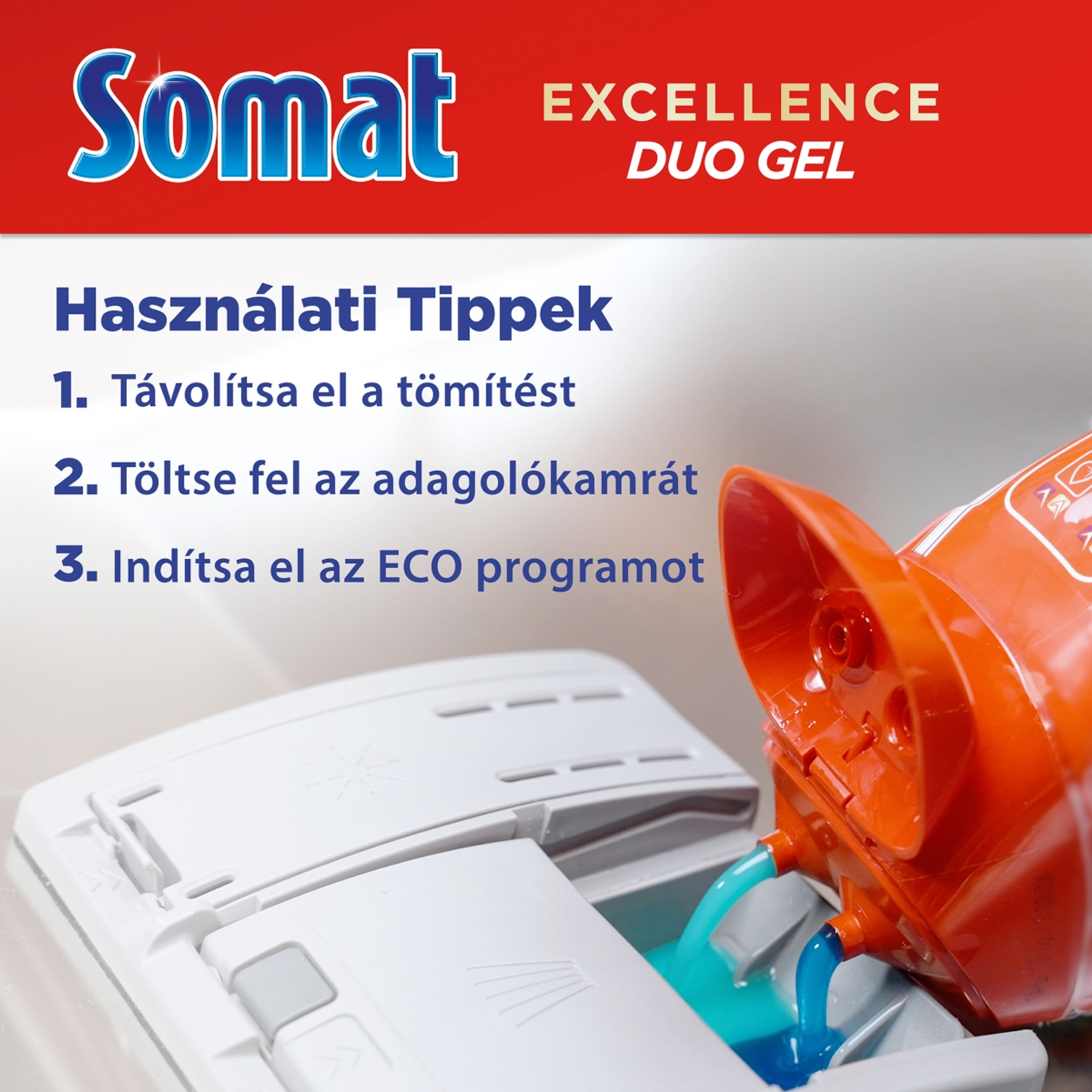 Somat Excellence Duo Gel gépi mosogatószer gél 70 mosogatás 2 x 630 ml - 1260 ml-3