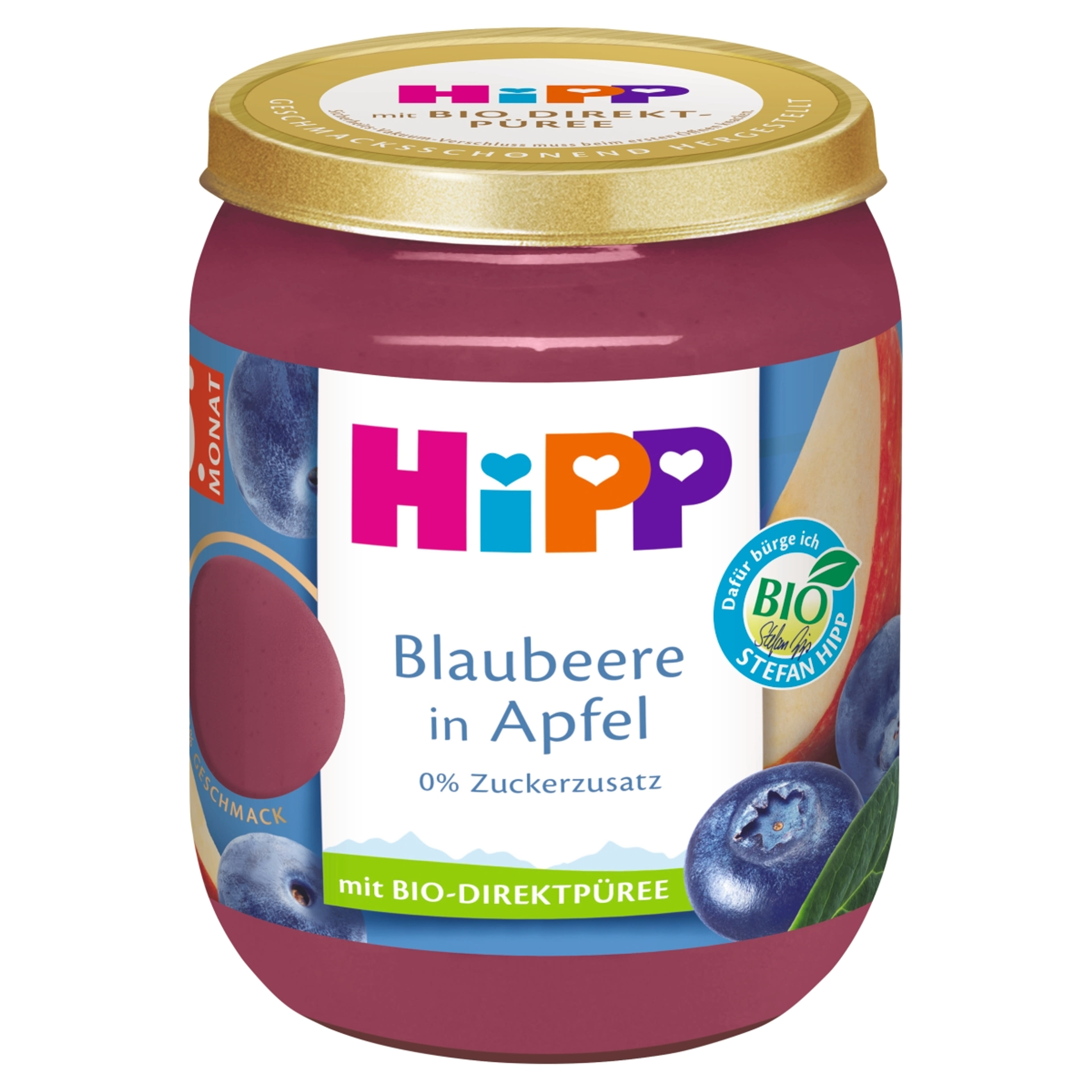 HiPP bio gyümölcskészítmény bébidesszert  alma áfonyával 5 hónapos kortól - 160 g