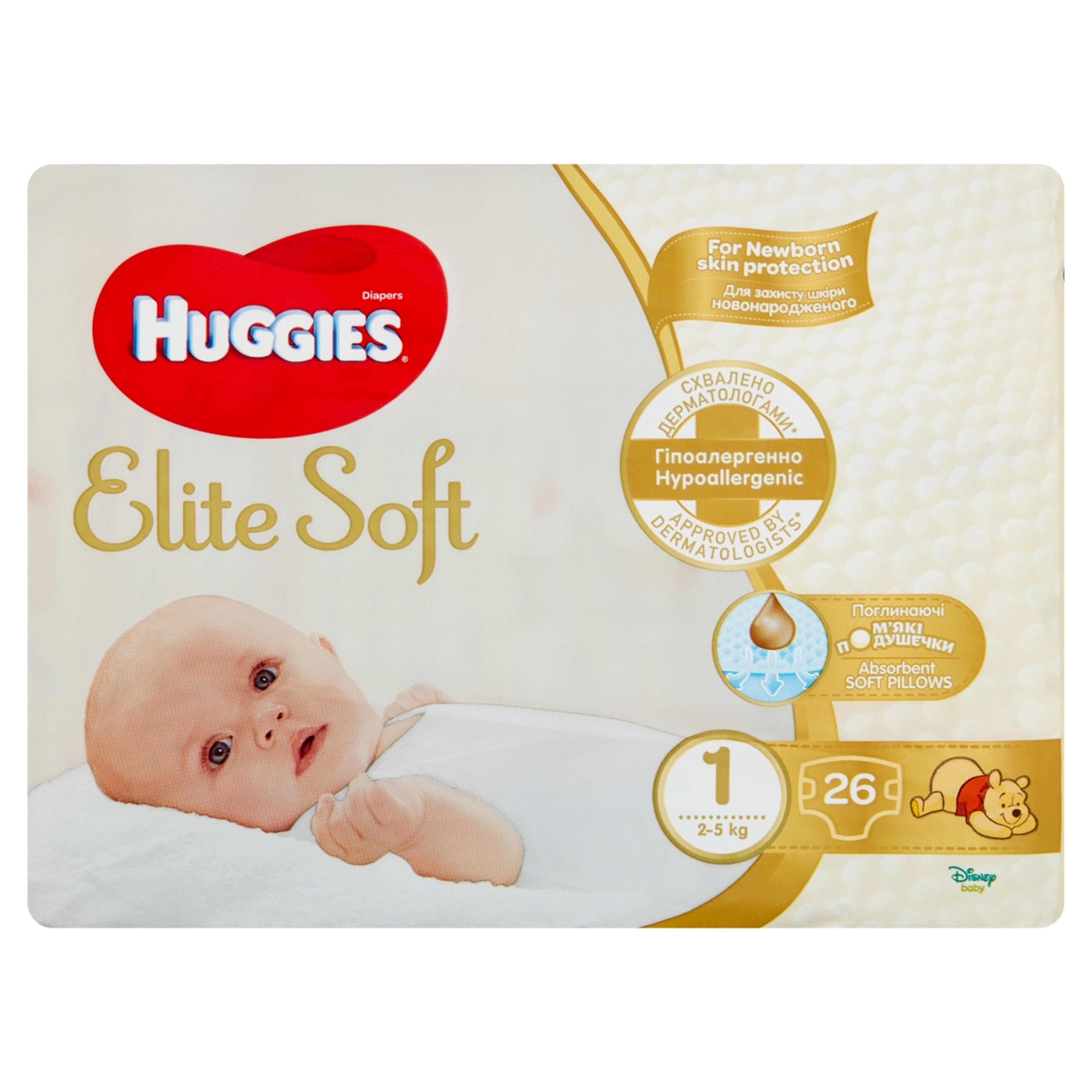 Huggies Elite Soft 1 3-5 kg pelenka újszülött csecsemők számára - 26 db
