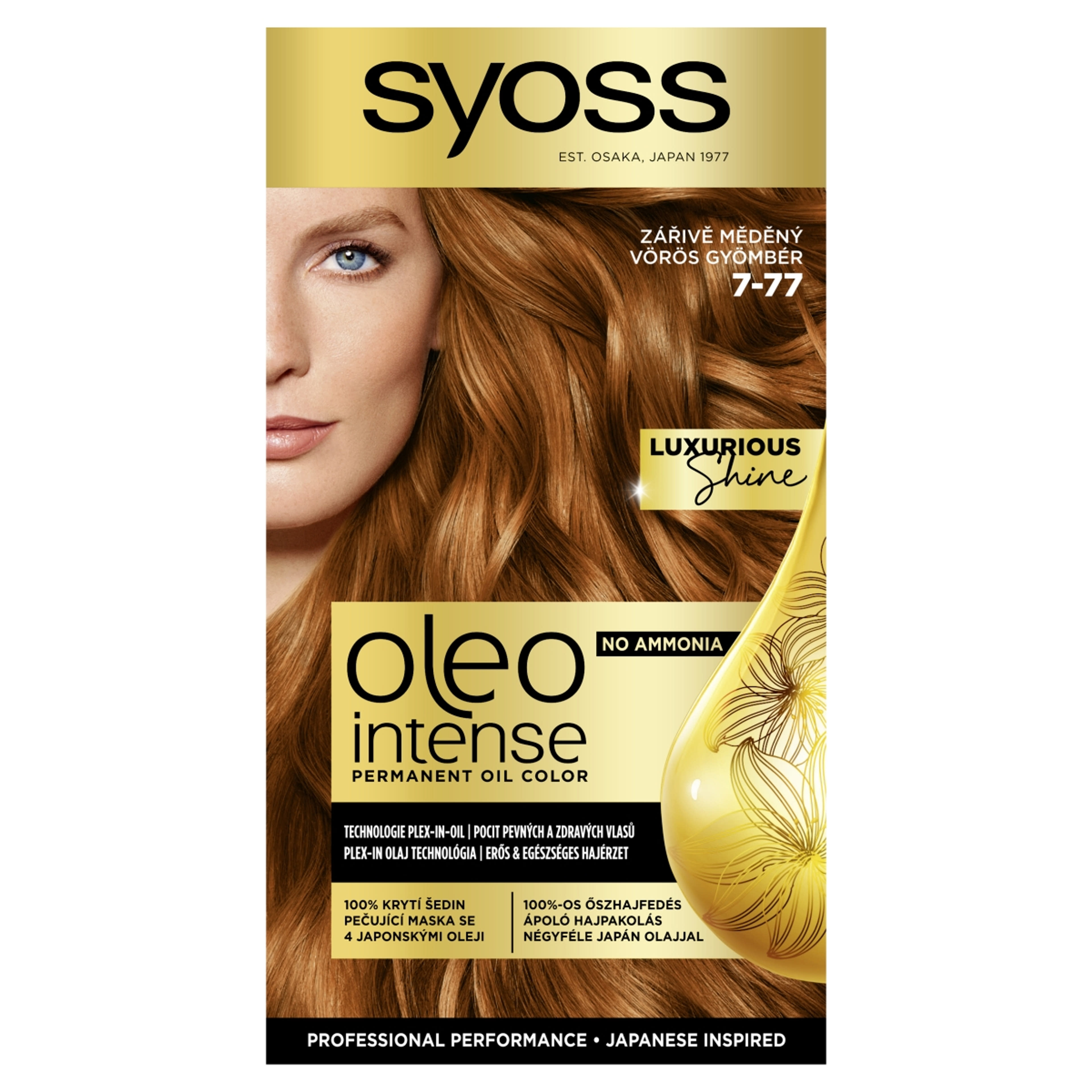 Syoss Oleo Intense tartós hajfesték, 7-77 vörös gyömbér - 1 db