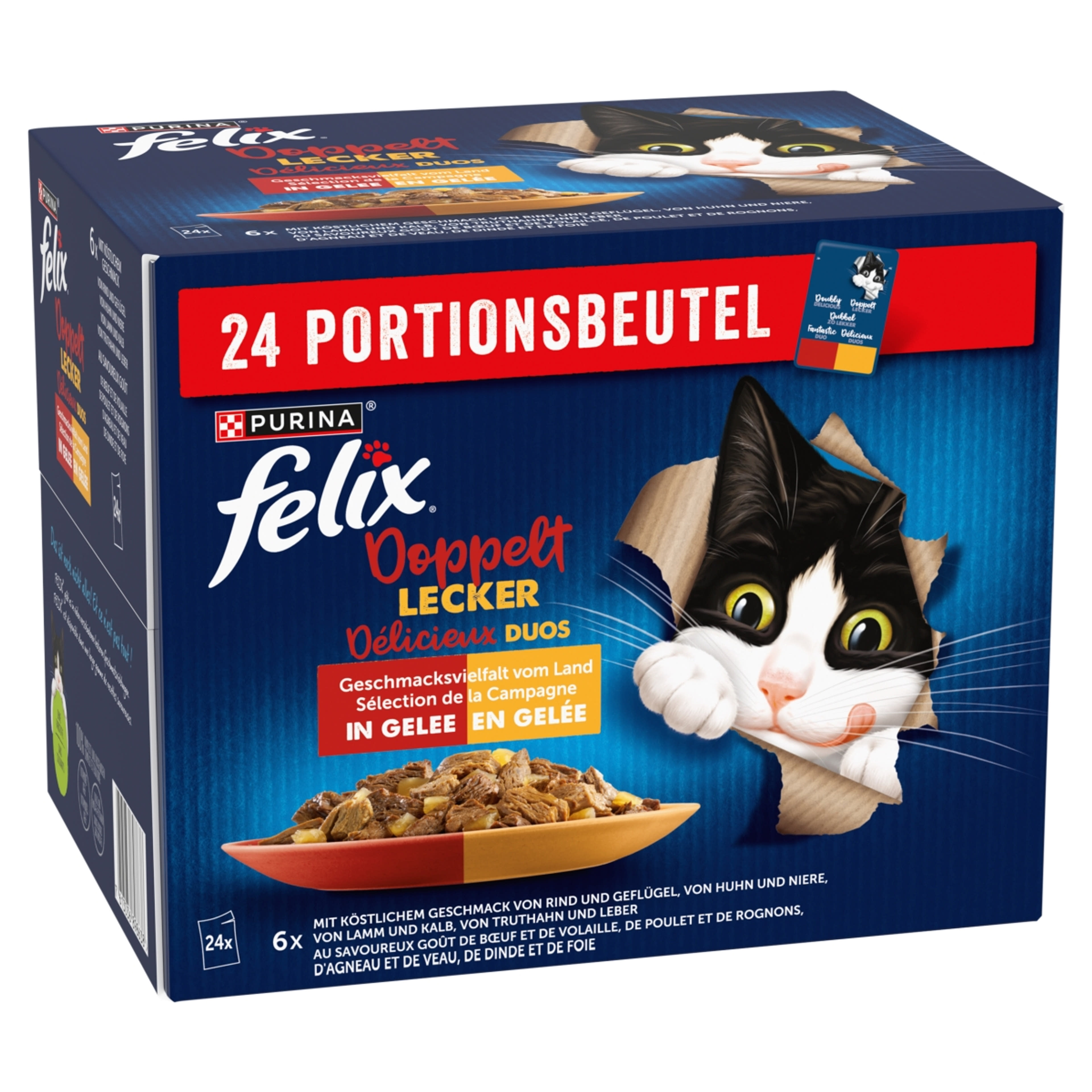 Purina Felix Fantastic Duo házias válogatás aszpikban nedves macskaeledel 24 x85 g (2,04 kg)-2