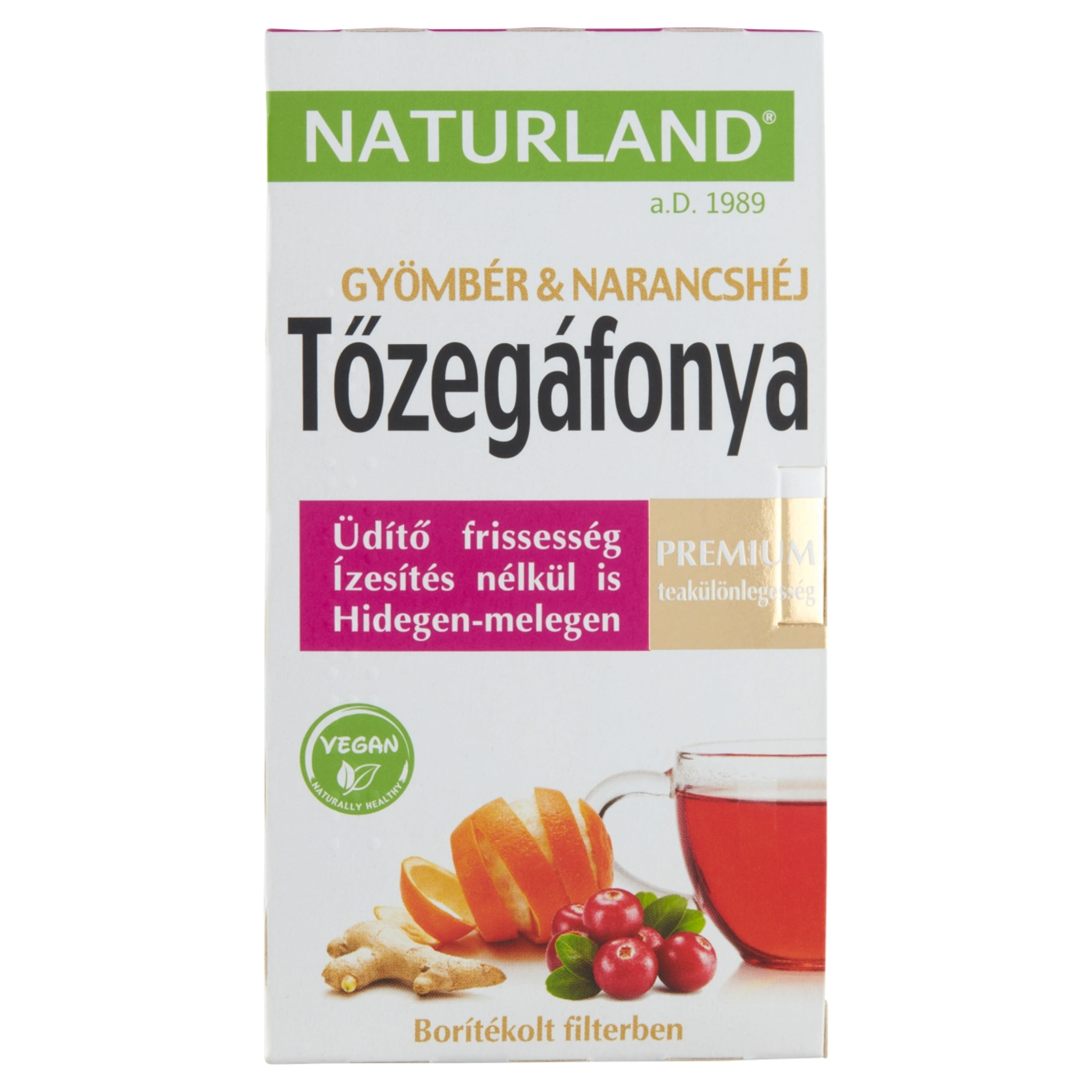 Naturland Premium tőzegáfonya-gyömbér-narancshéj teakeverék - 40 g-1