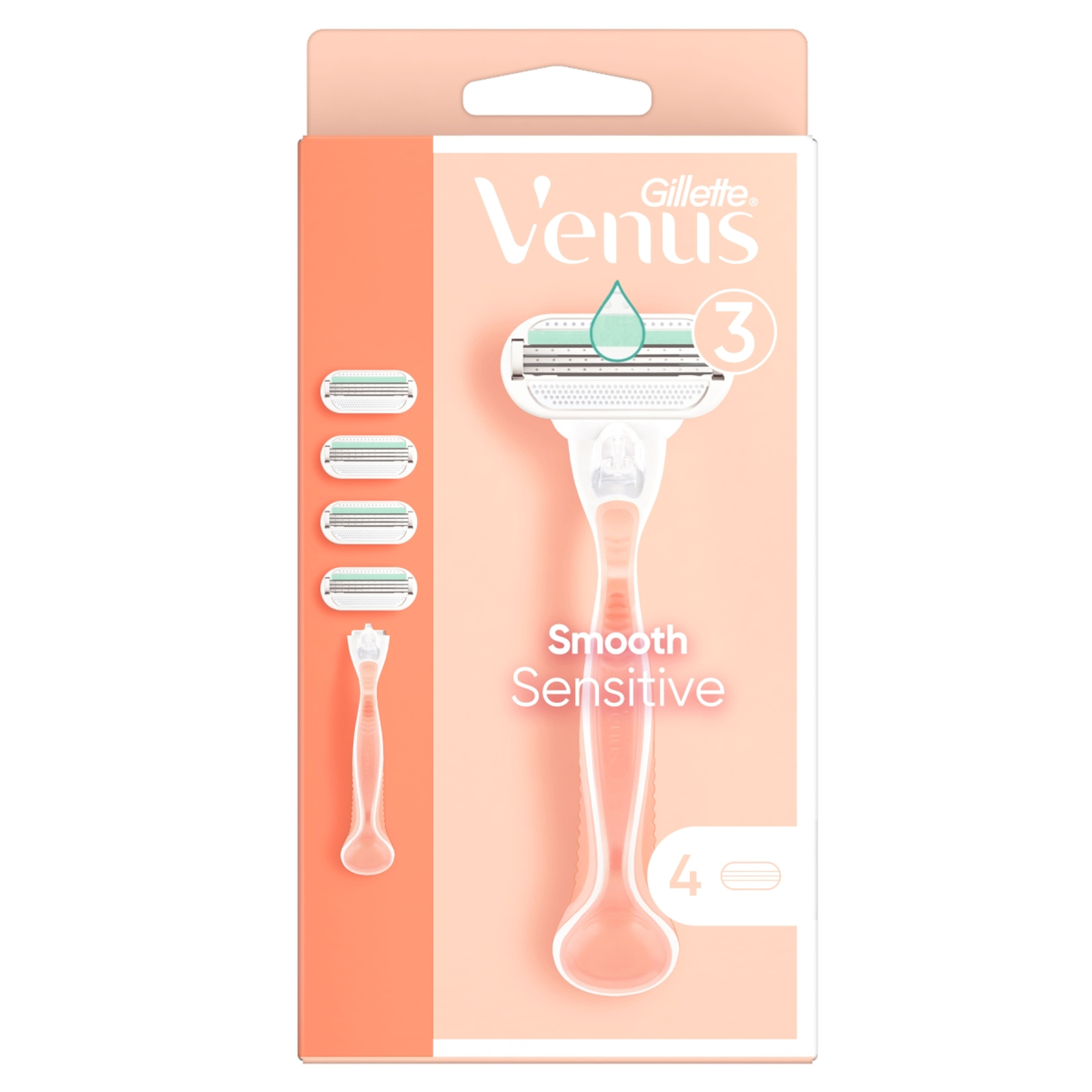 Gillette Venus Smooth Sensitive borotvakészlet 3 pengés + 4 borotvabetét - 1 db
