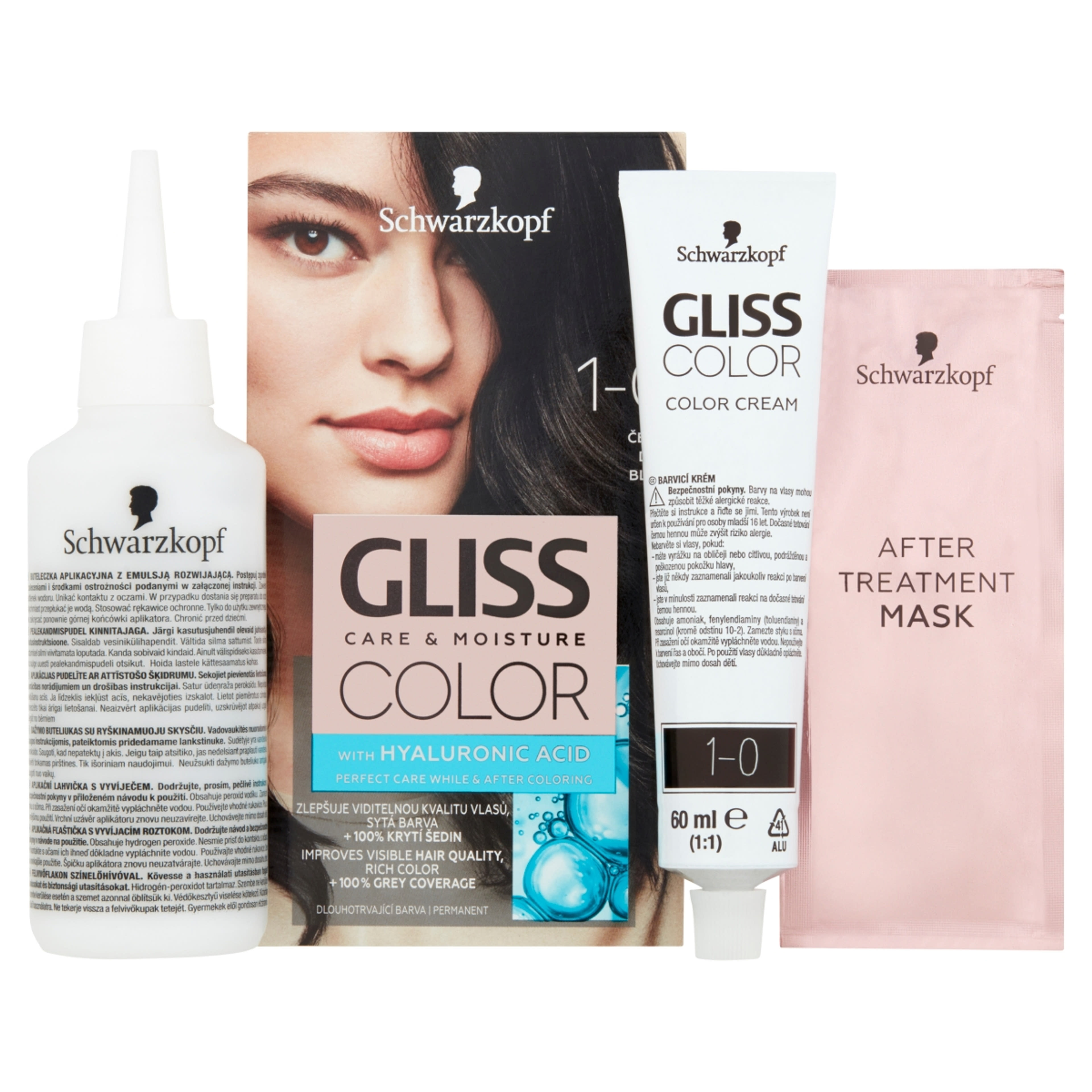 Gliss Color tartós hajfesték 1-0 Sötét fekete - 1 db-2