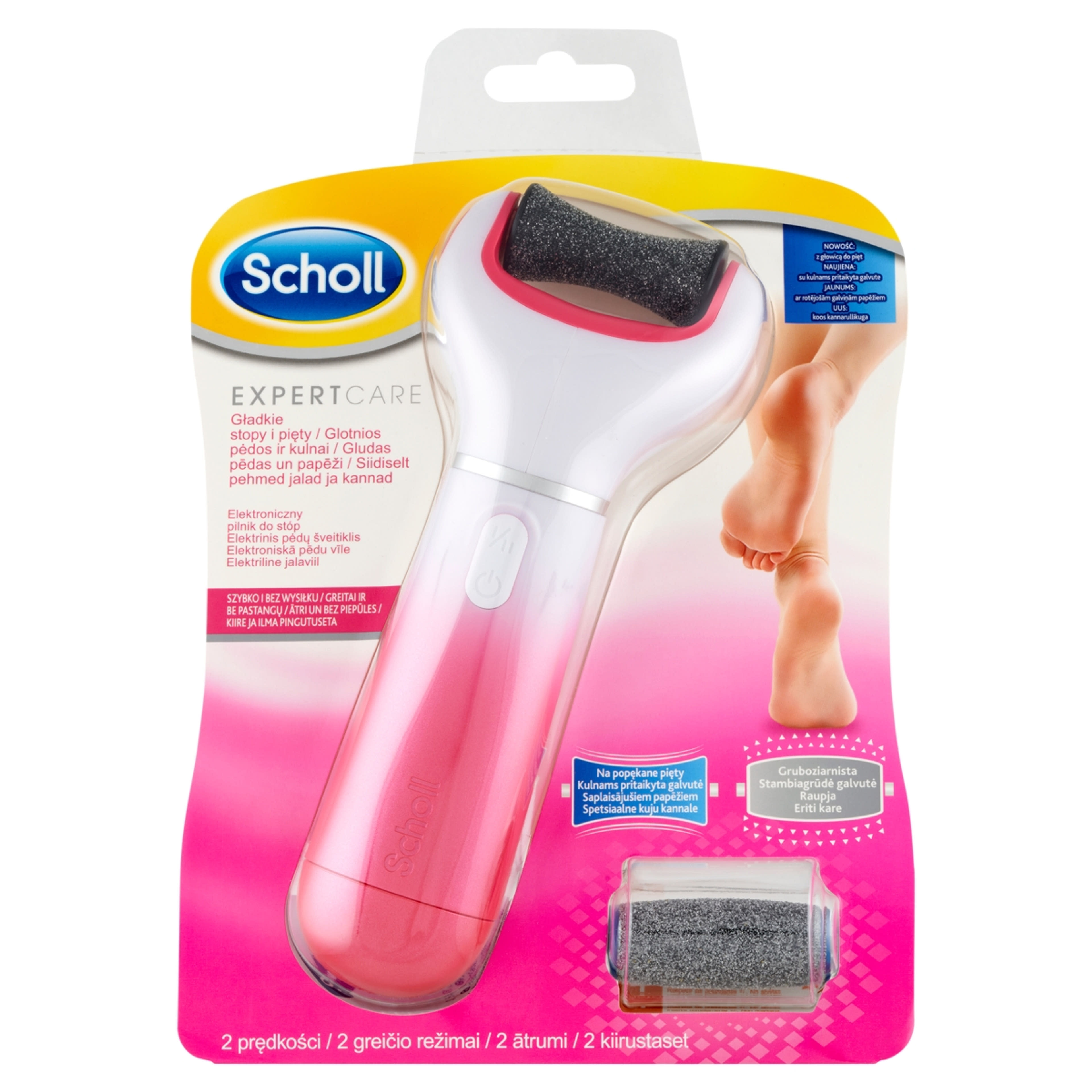 Scholl Velvet Smooth elektromos talpreszelő tengeri ásványokkal és exfoliálóval, rózsaszín - 1 db