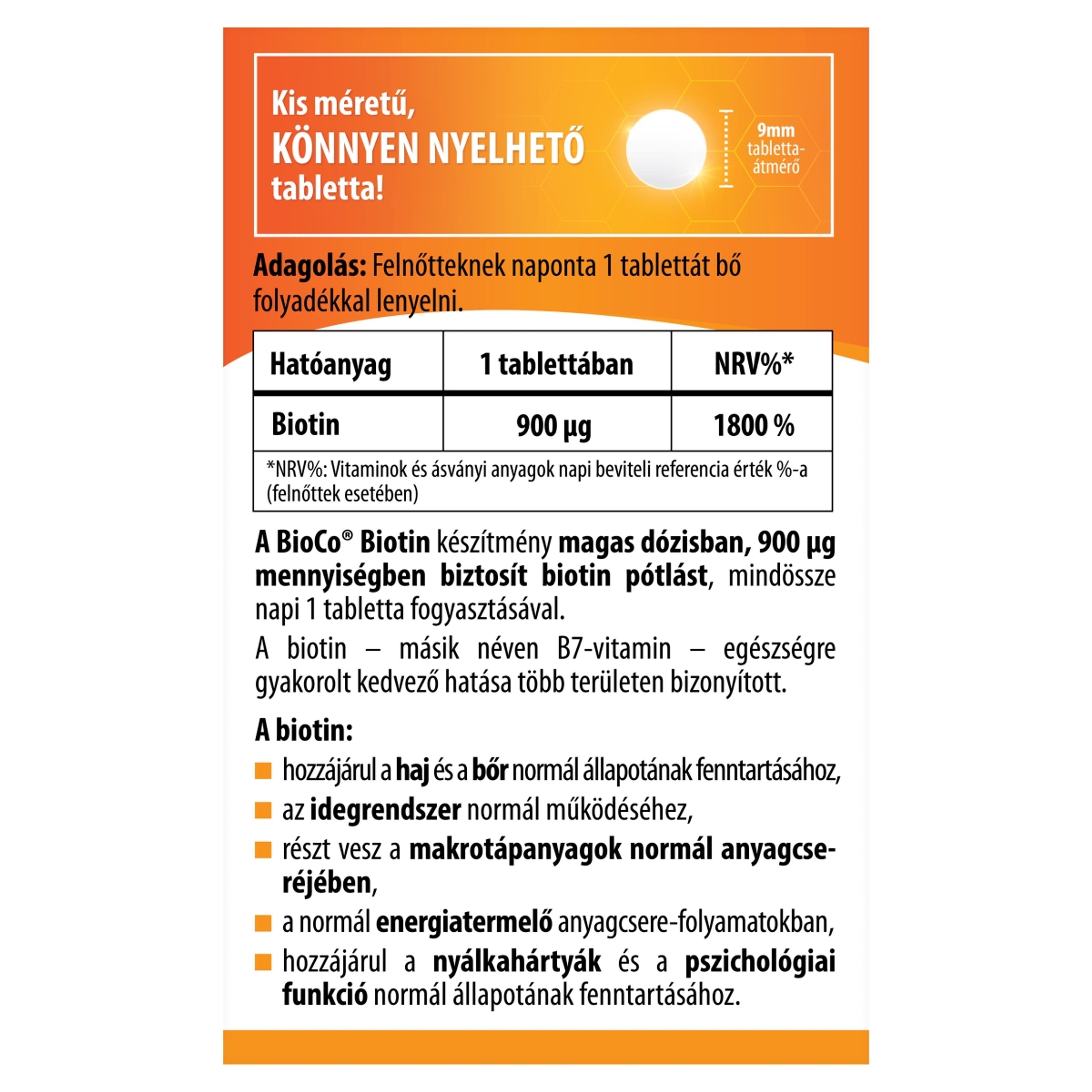 BioCo Biotin 900 MCG étrend-kiegészítő tabletta - 90 db-3