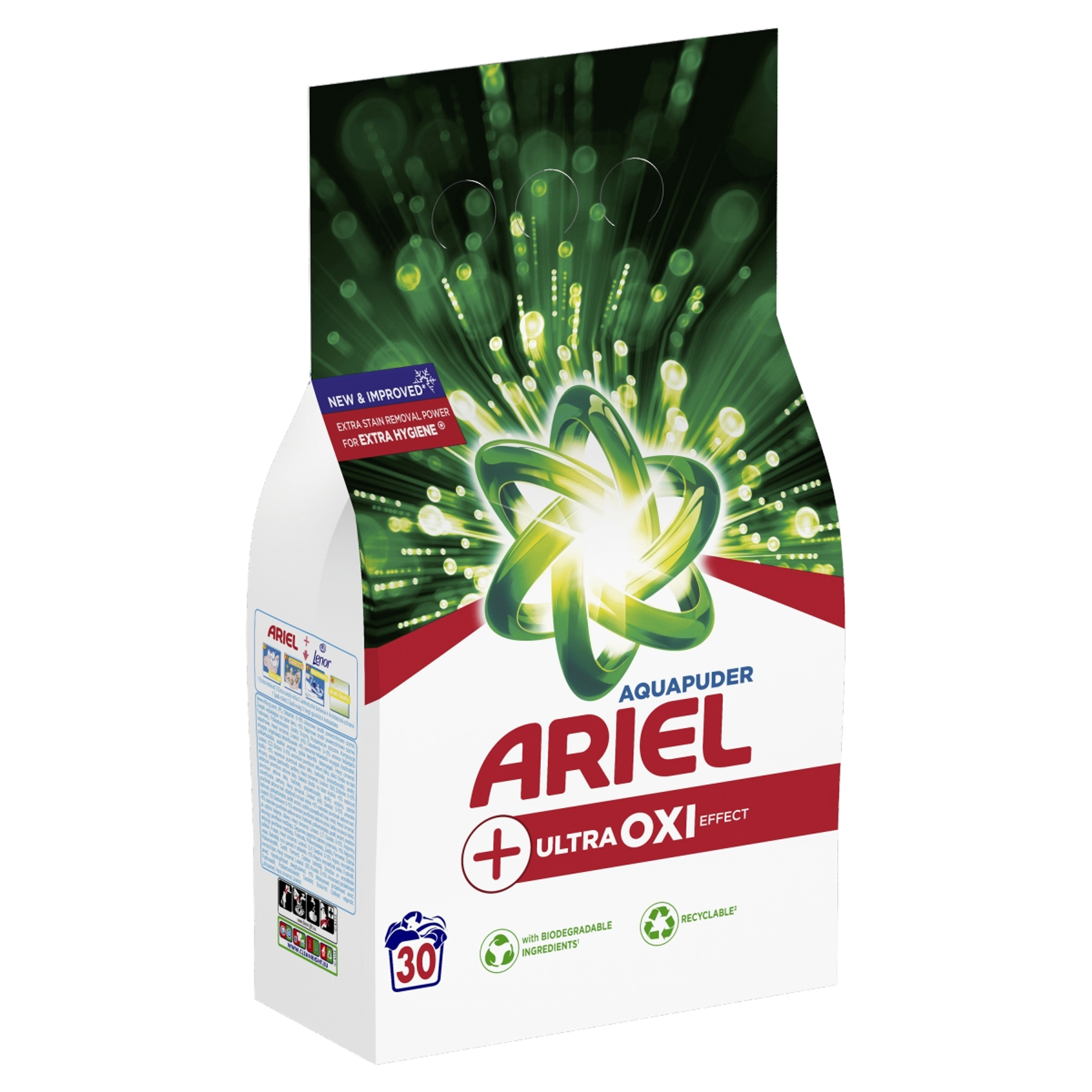 Ariel +Extra Clean Power mosópor, 30 mosáshoz -  1.95 kg-2