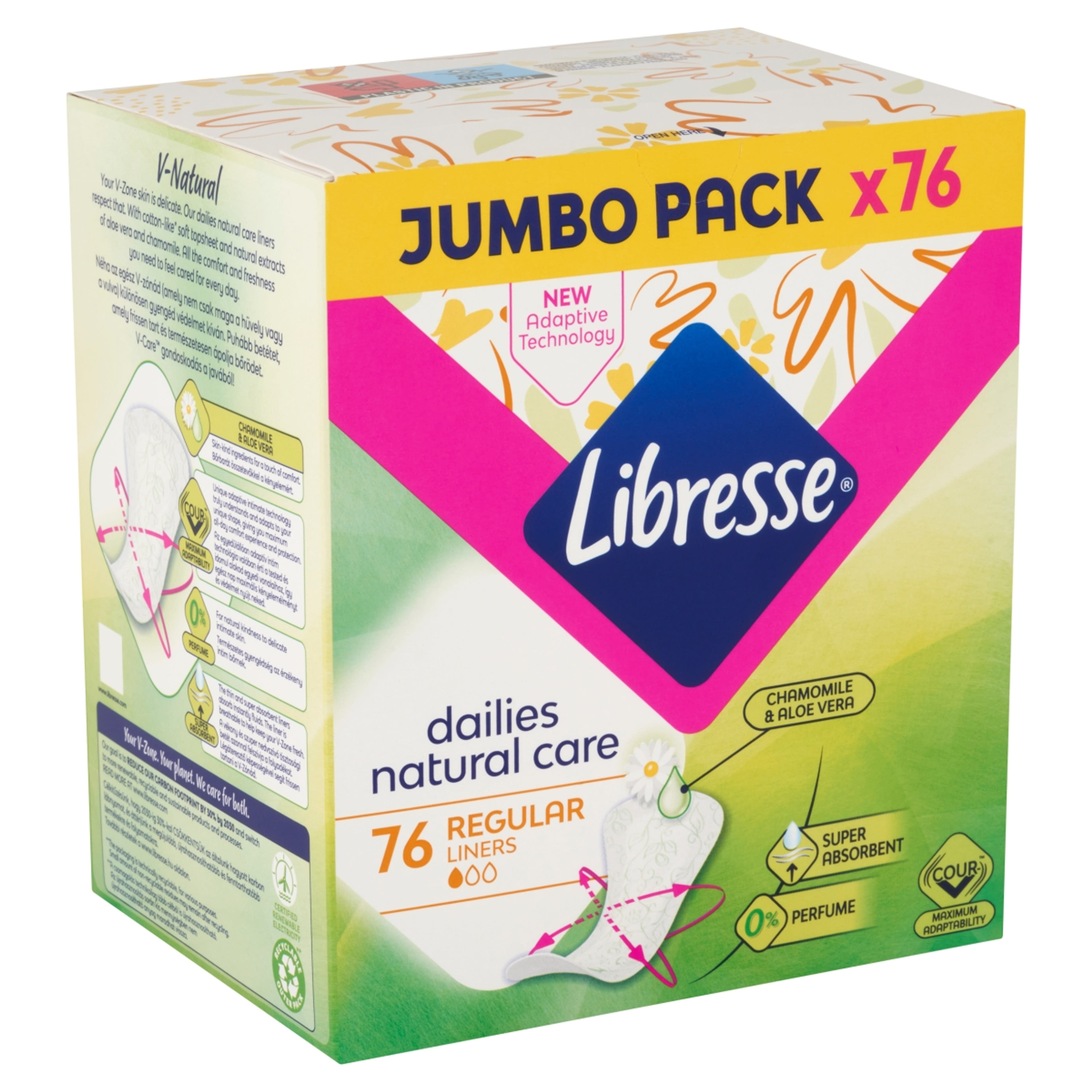 Libresse Natural Care normál tisztasági betét - 76 db-2