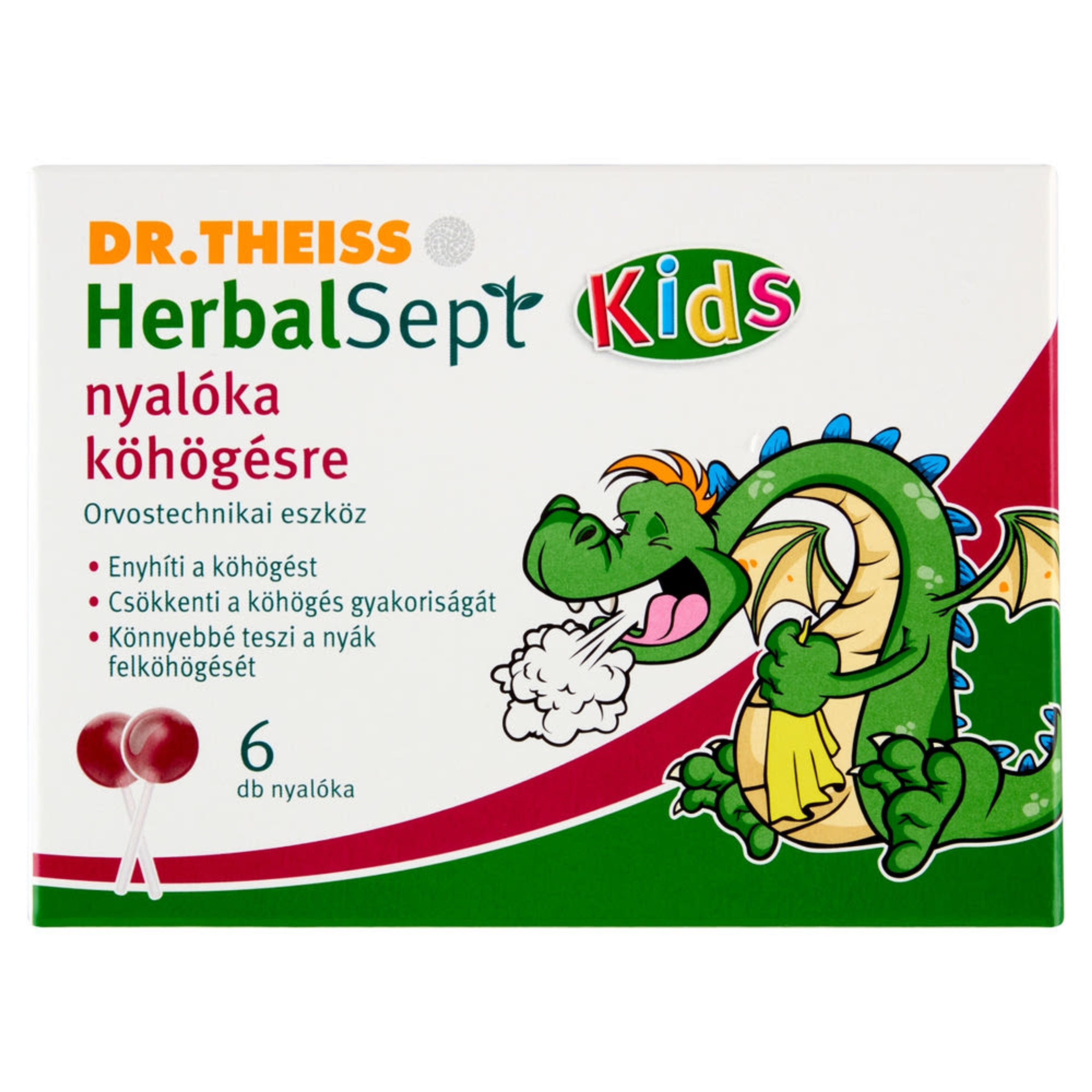 Dr.Theiss HerbalSept nyalóka köhögésre 6 db - málna ízesítésű