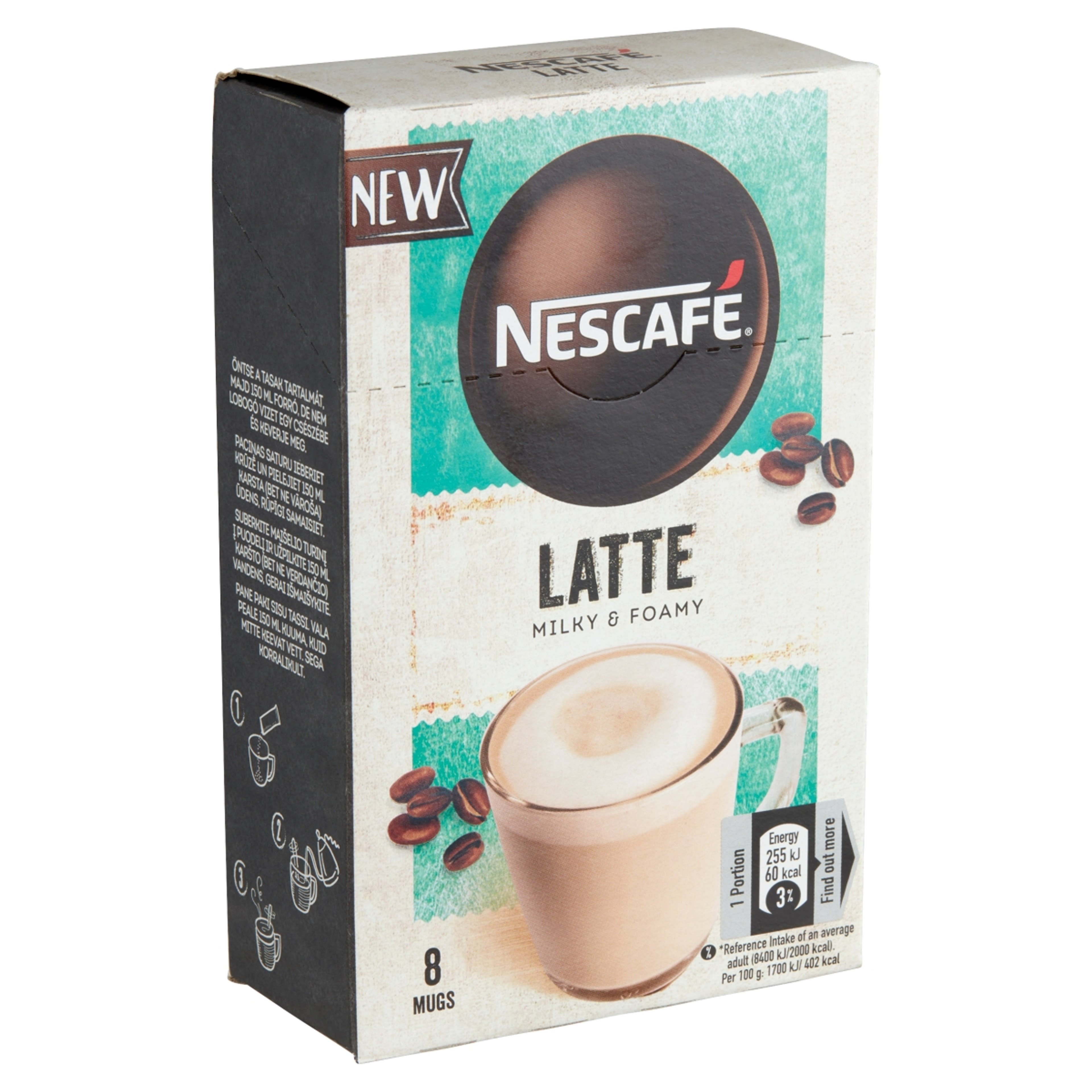 Nescafé Latte azonnal oldódó kávéspecialitás 8 x 15 g - 120 g-2