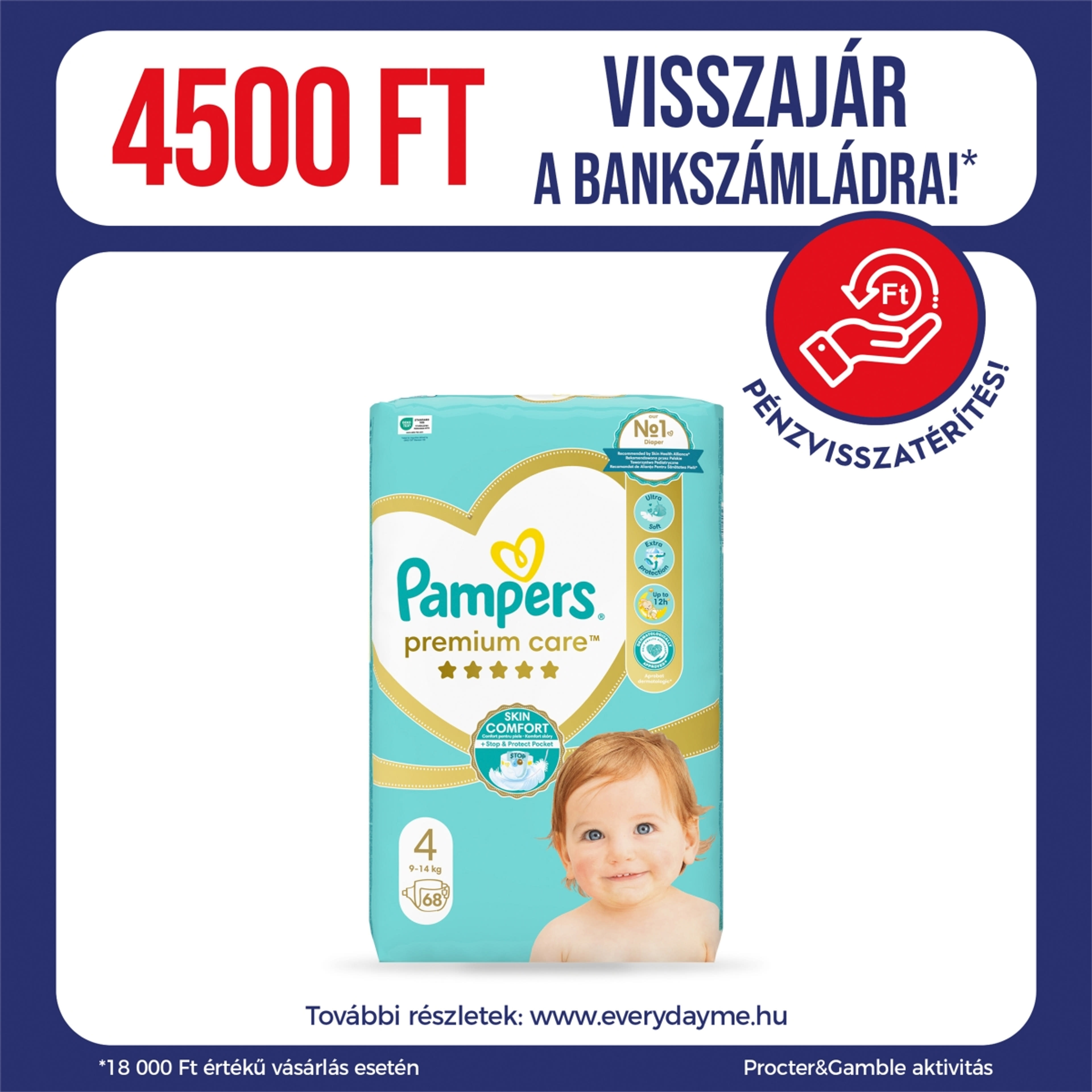 Pampers Premium Care Pelenka 4-es 9-15kg - 68 db