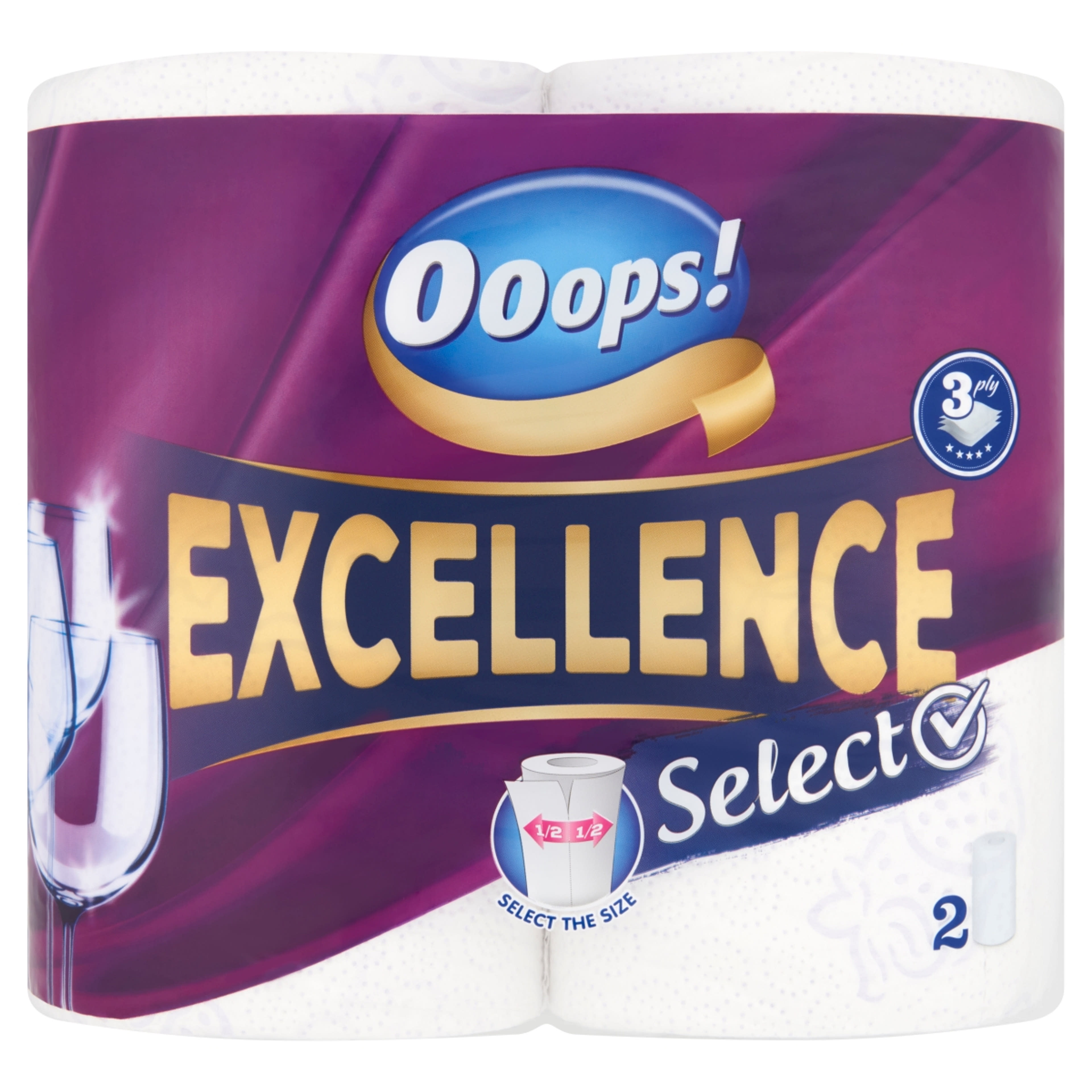 OOOPS! Excellence Select 3 rétegű konyhai törlő - 2 tekercs
