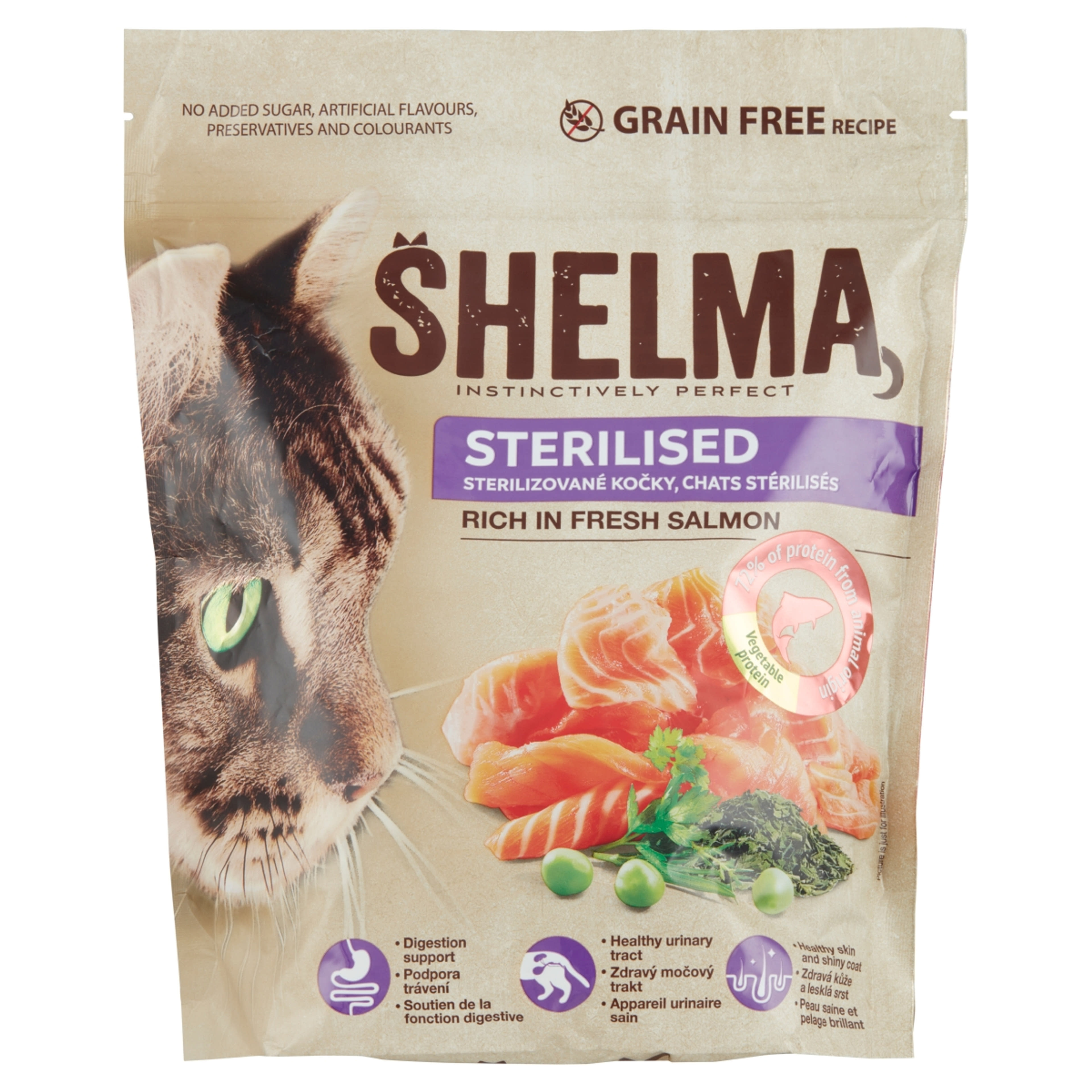 Shelma gabonamentes száraz állateledel ivartalanított macskák számára lazaccal - 750 g-1