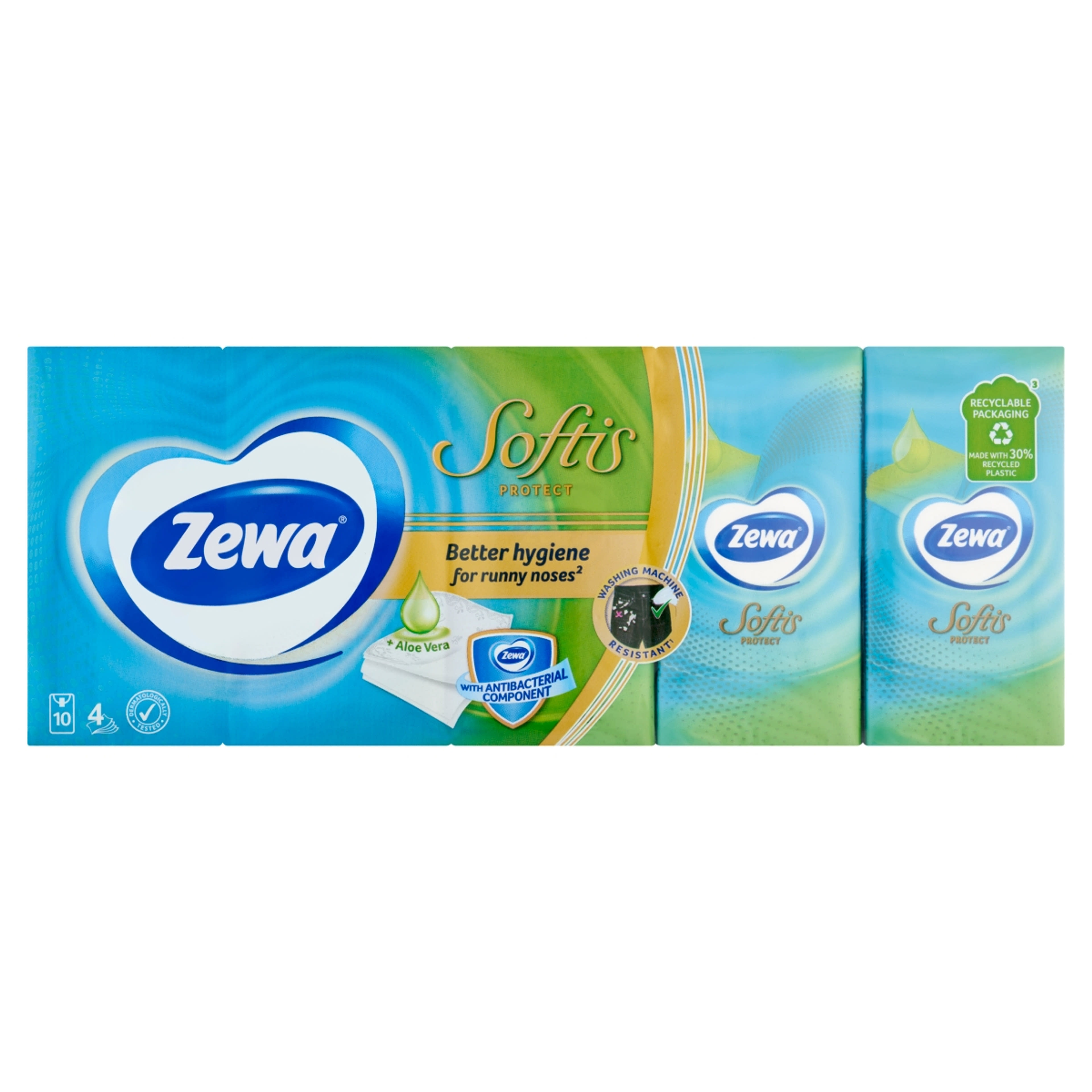 Zewa Softis Protect Illatosított 4 Rétegű Papírzsebkendő 10x9 db - 90 db