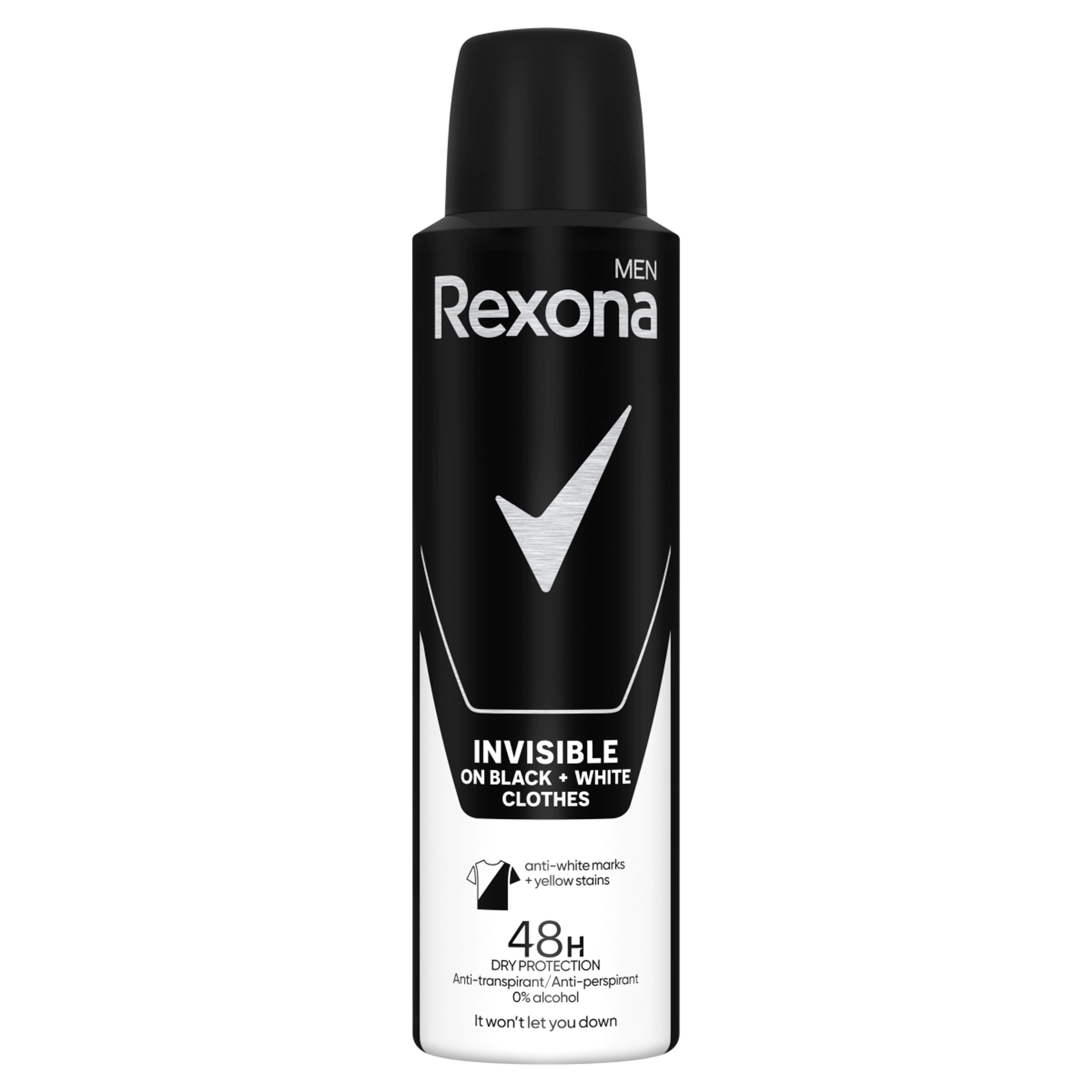 Rexona Men Invisible Black + White 48H férfi izzadásgátló dezodor - 150 ml-1