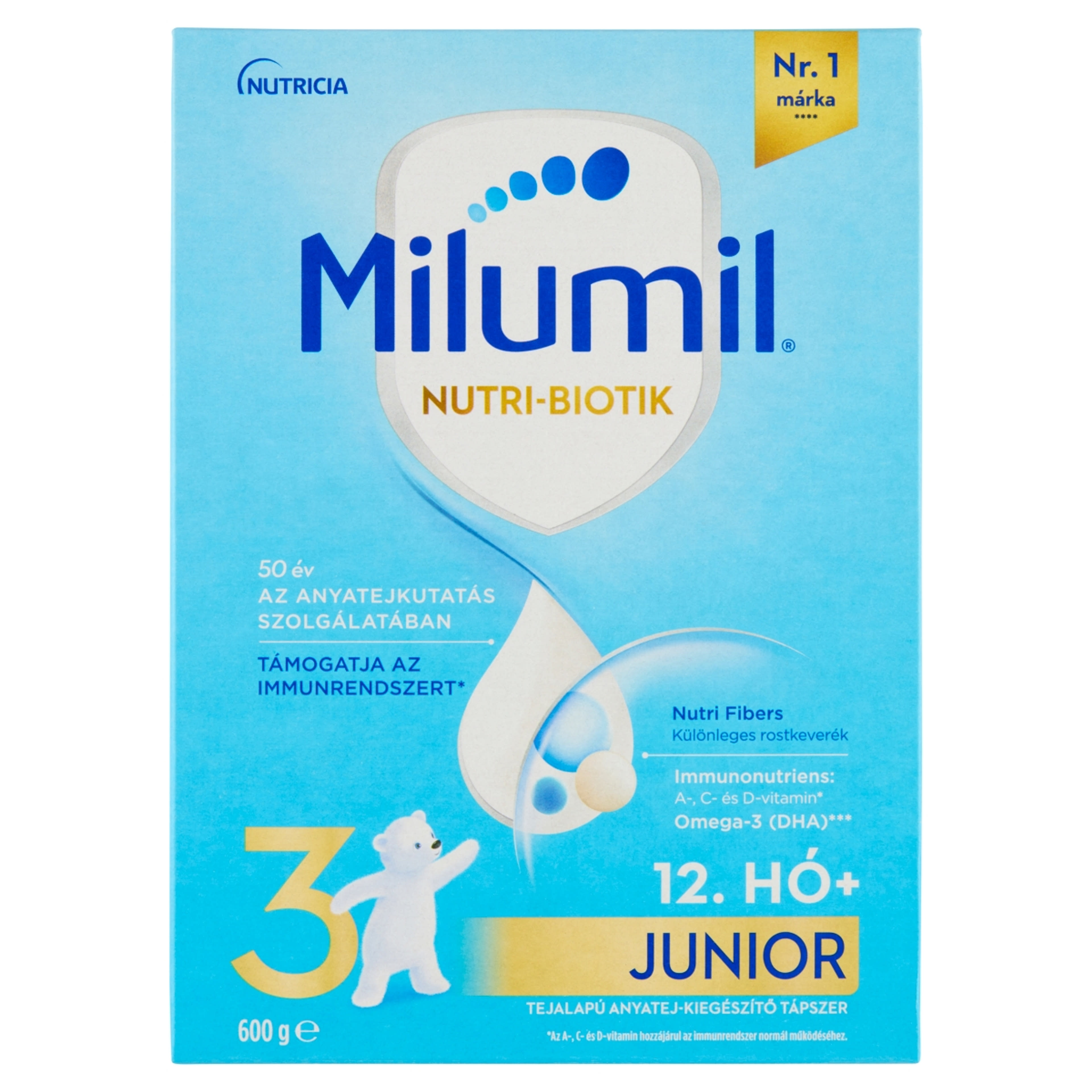 Milumil 3 Junior anyatej-kiegészítő tápszer 12. hónapos kortól - 600 g
