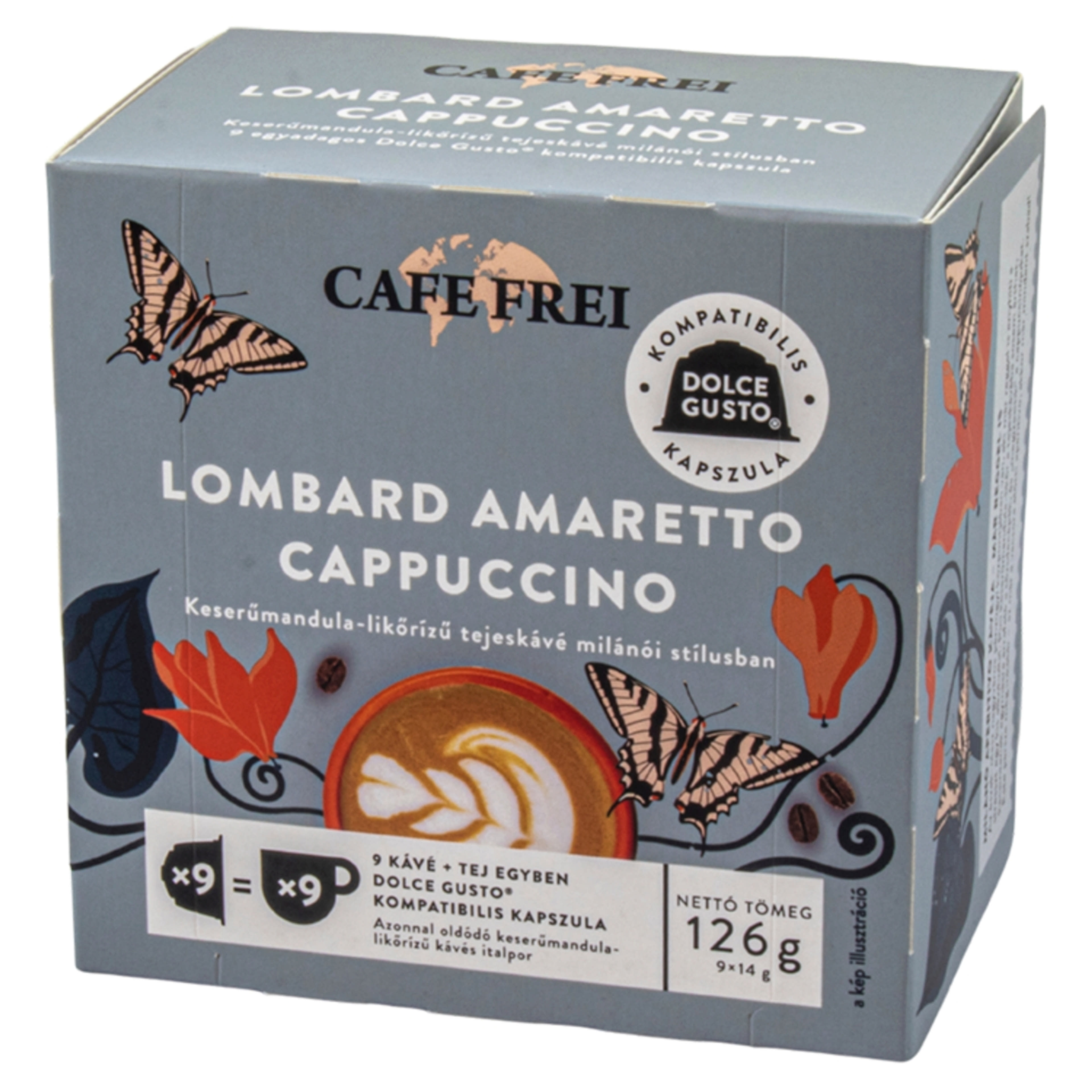 Cafe Frei Lombard Amaretto Cappuccino keserűmandula-likőrízű kávékapszula - 9 db