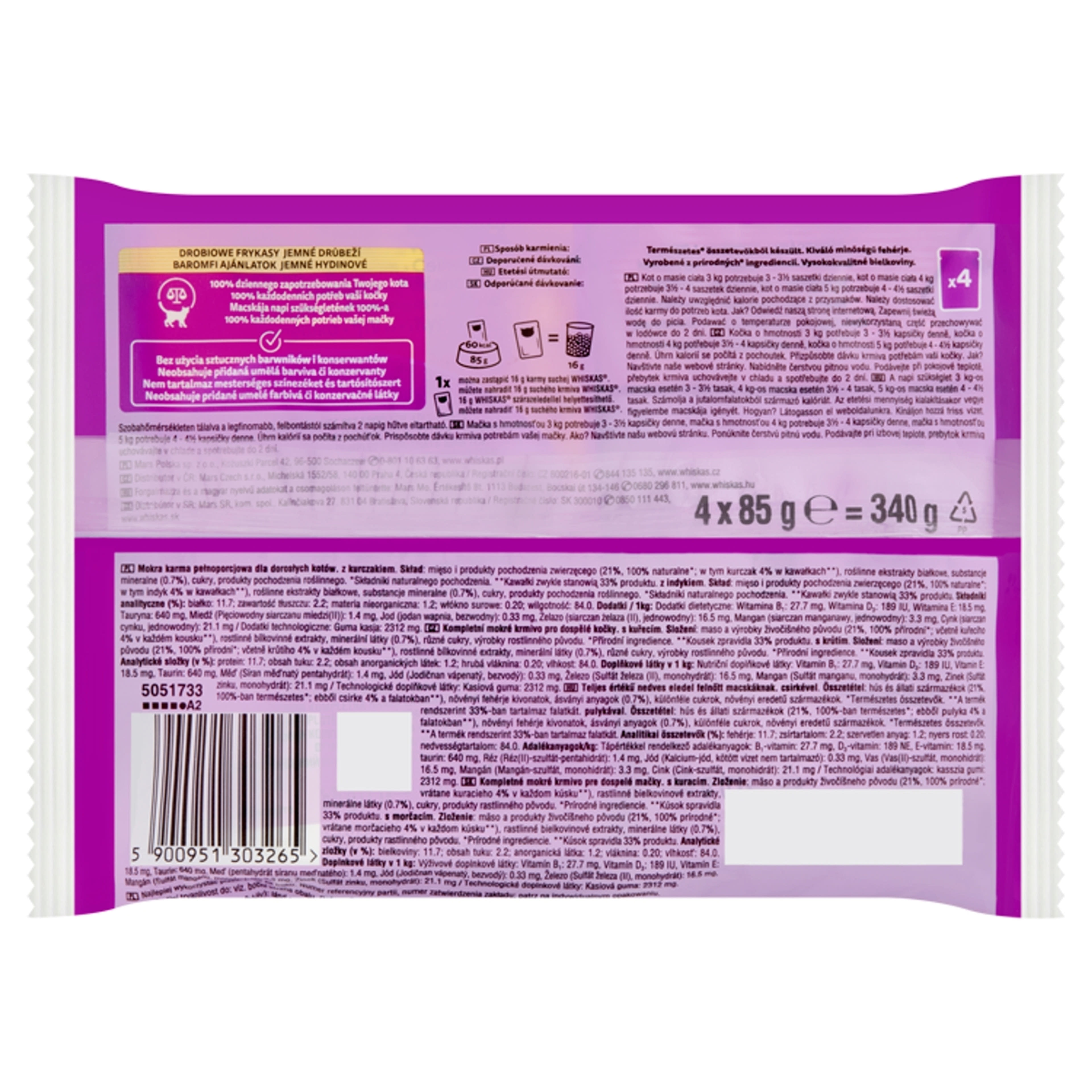 Whiskas Pure Delight alutasak felnőtt macskáknak 4 x 85 g - 340 g-3