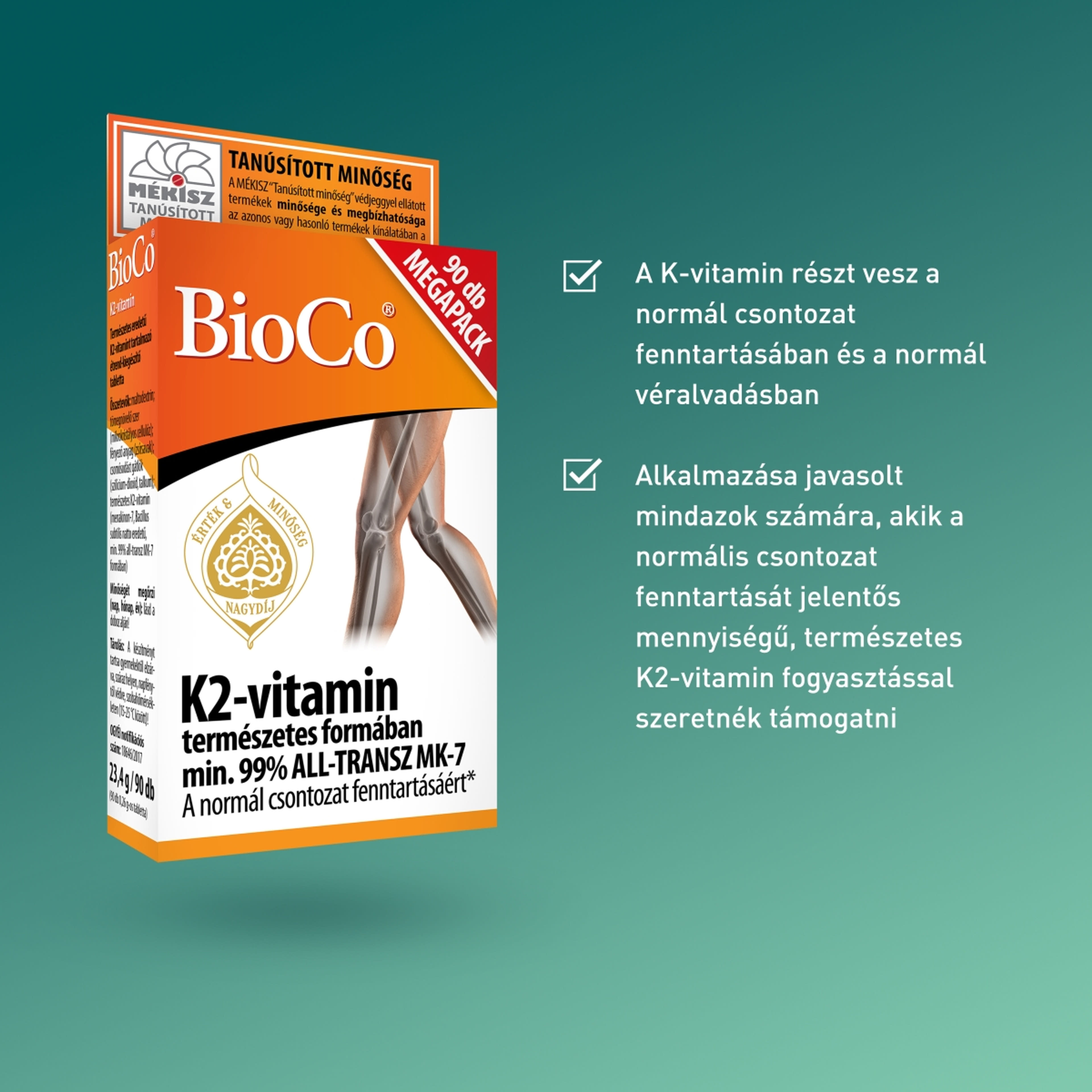 Bioco K2-vitamin 50 mcg étrendkiegészítő tabletta - 90 db-4