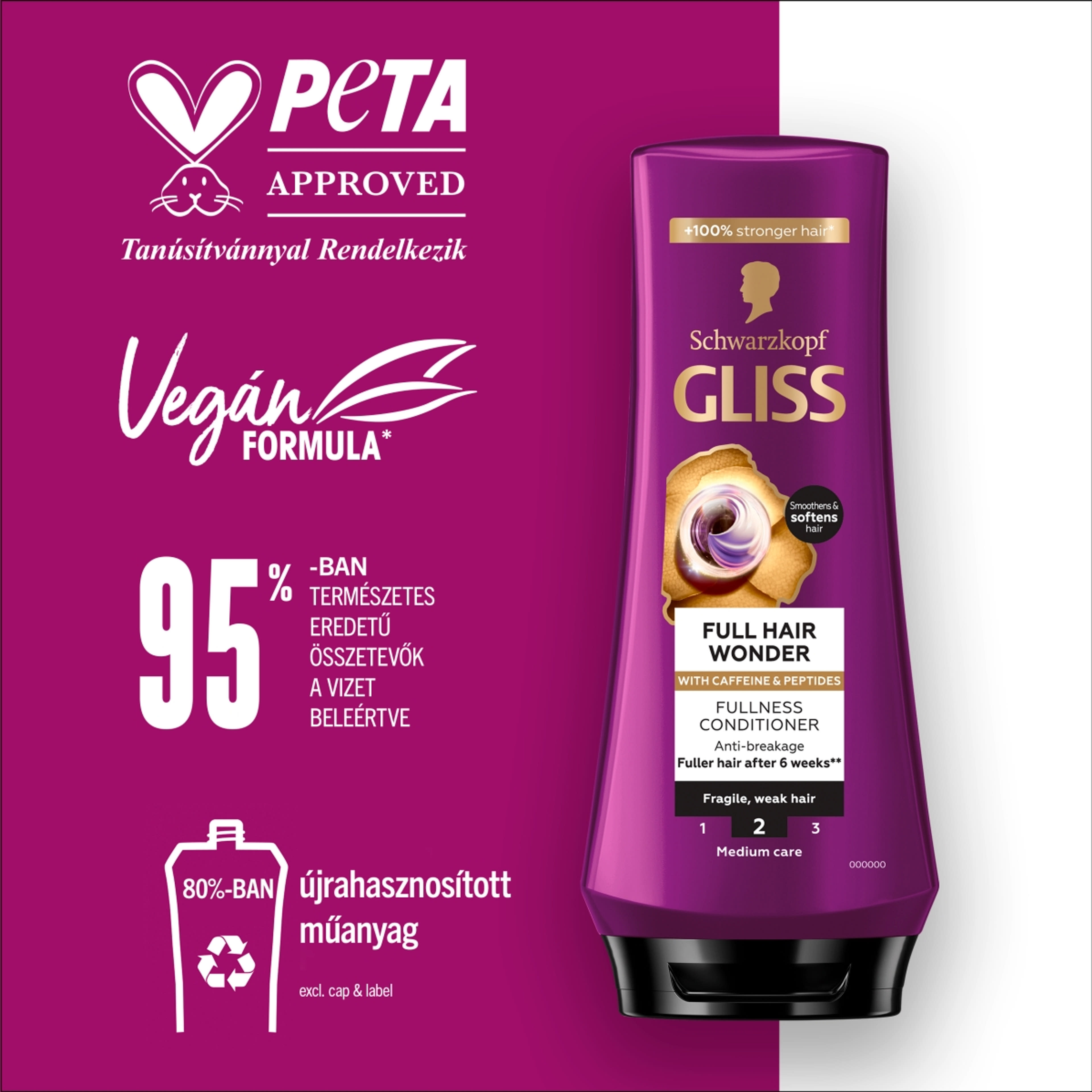 Gliss Full Hair Wonder dúsító hajbalzsam koffeinnel + peptidekkel - 200 ml-5