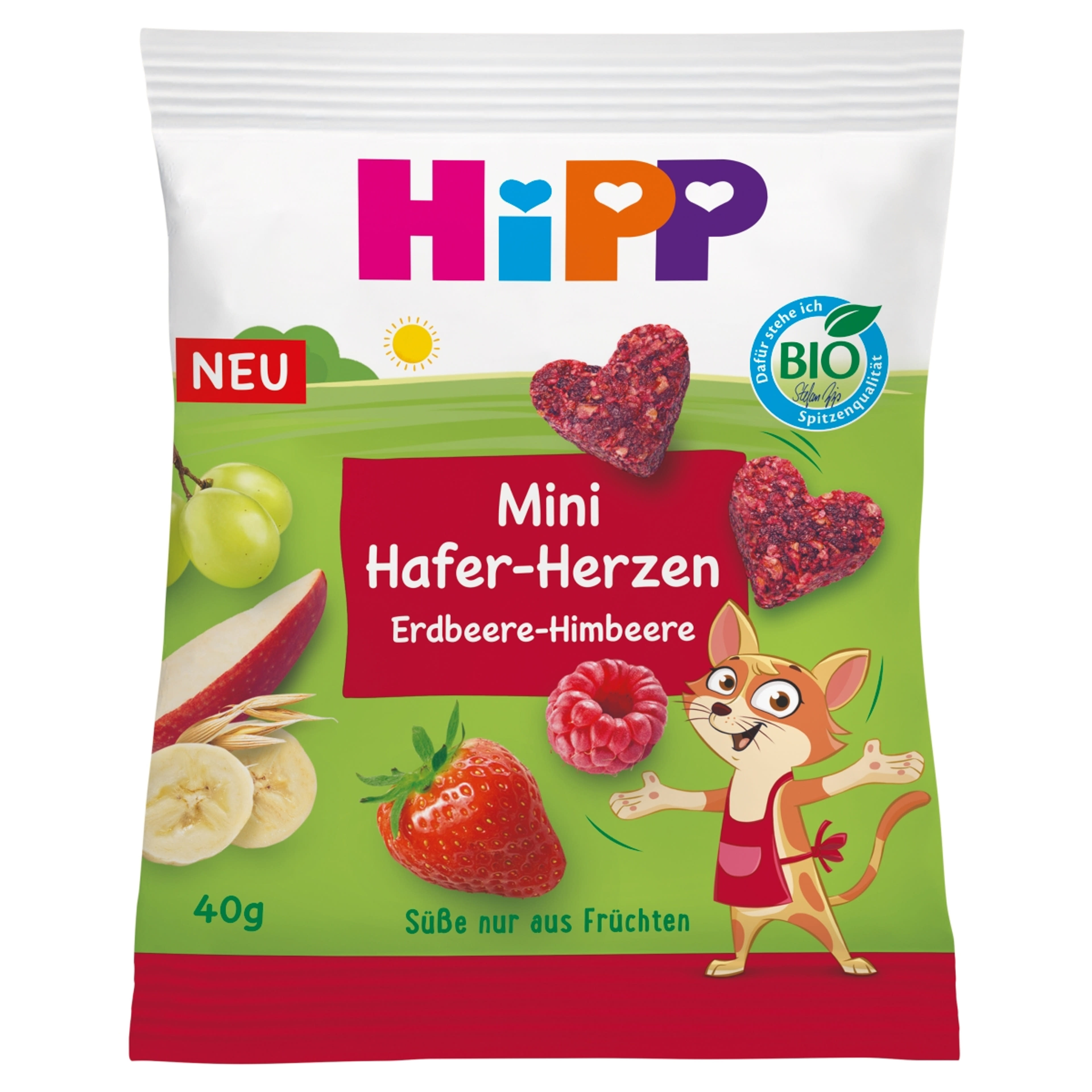 Hipp bio mini epres-málnás zabszívek 1 éves kortól - 40 g