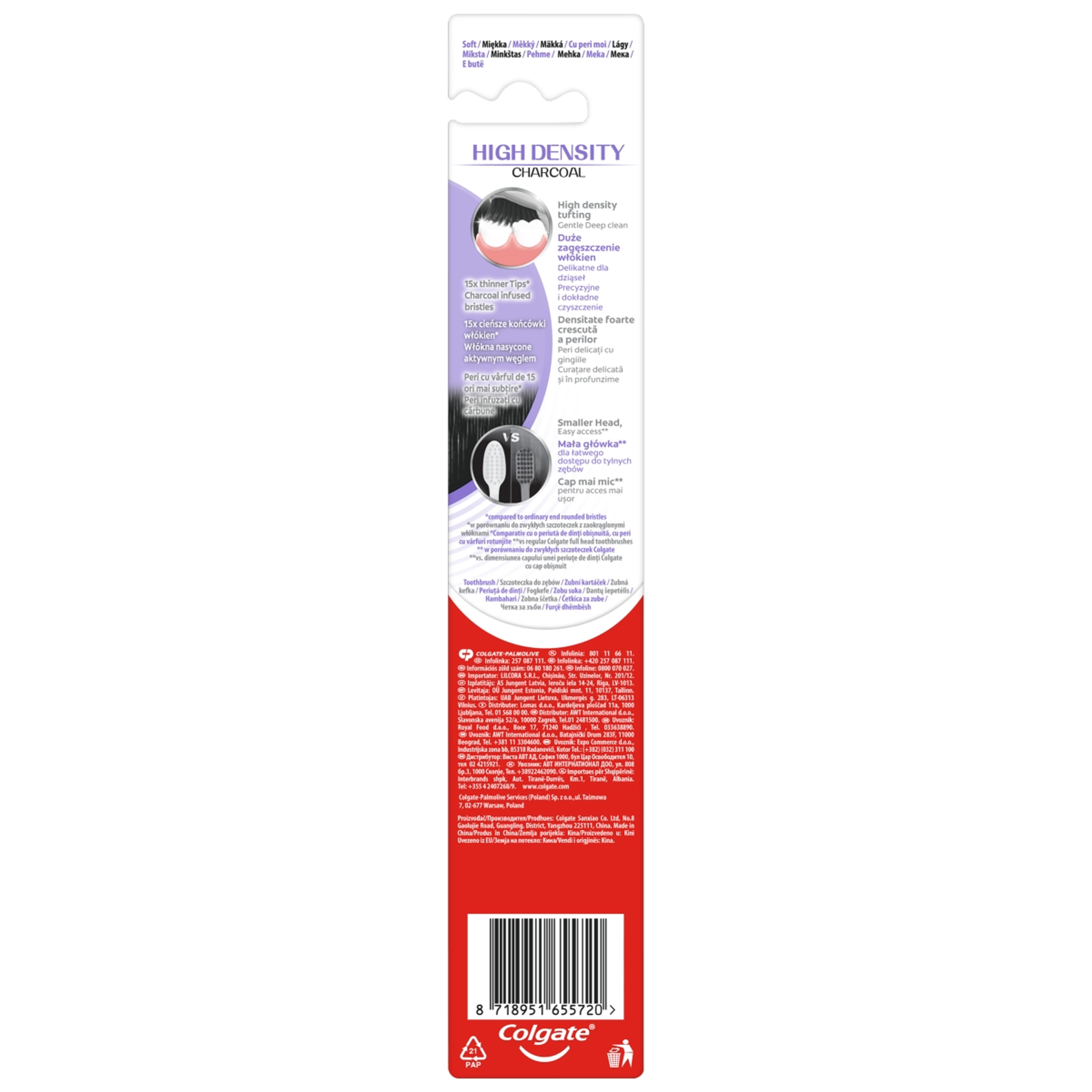 Colgate High Density Charcoal lágy fogkefe - 1 db-2