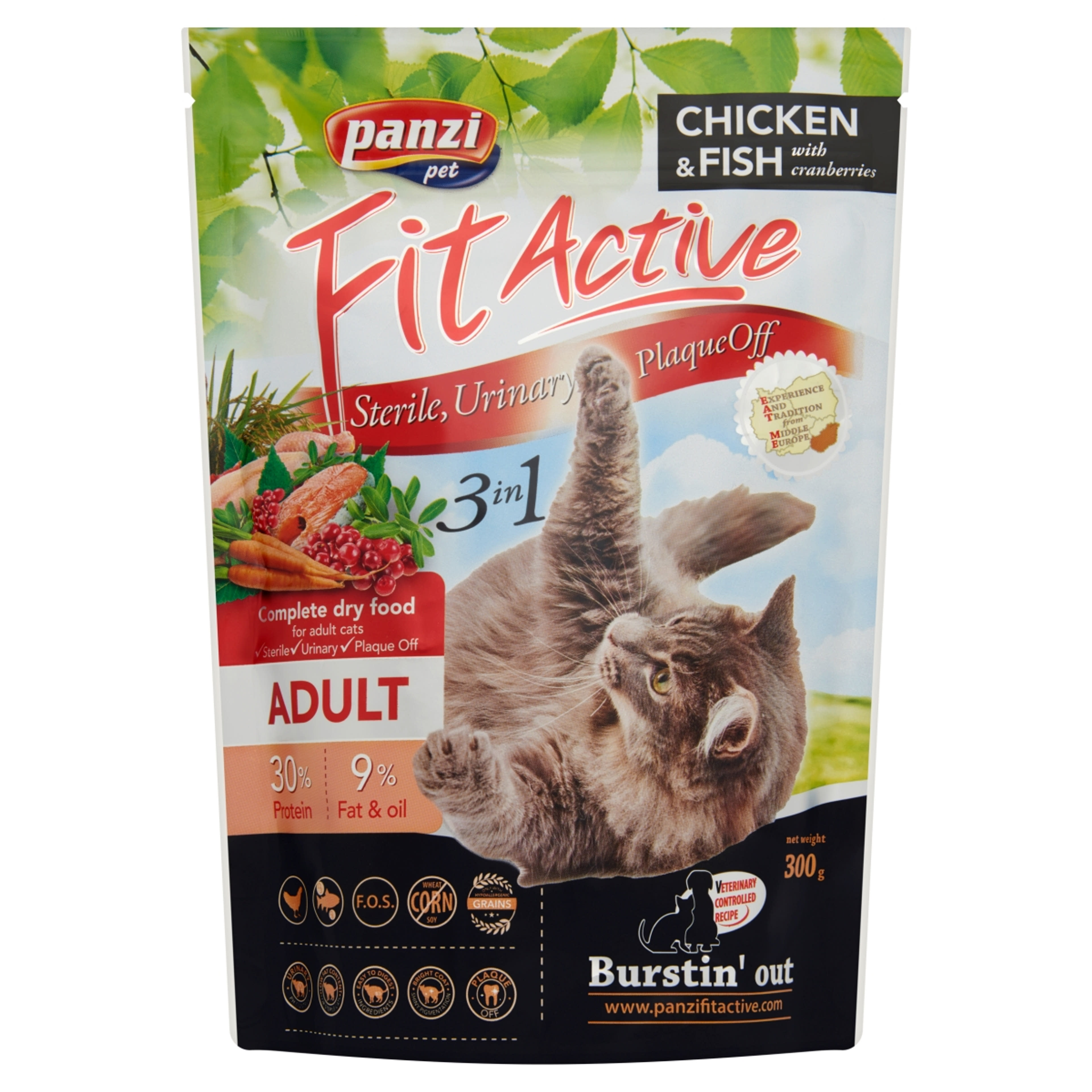 Panzi Fit Active 3in1 felnőtt teljes értékű szárazeledel macskáknak - 300 g