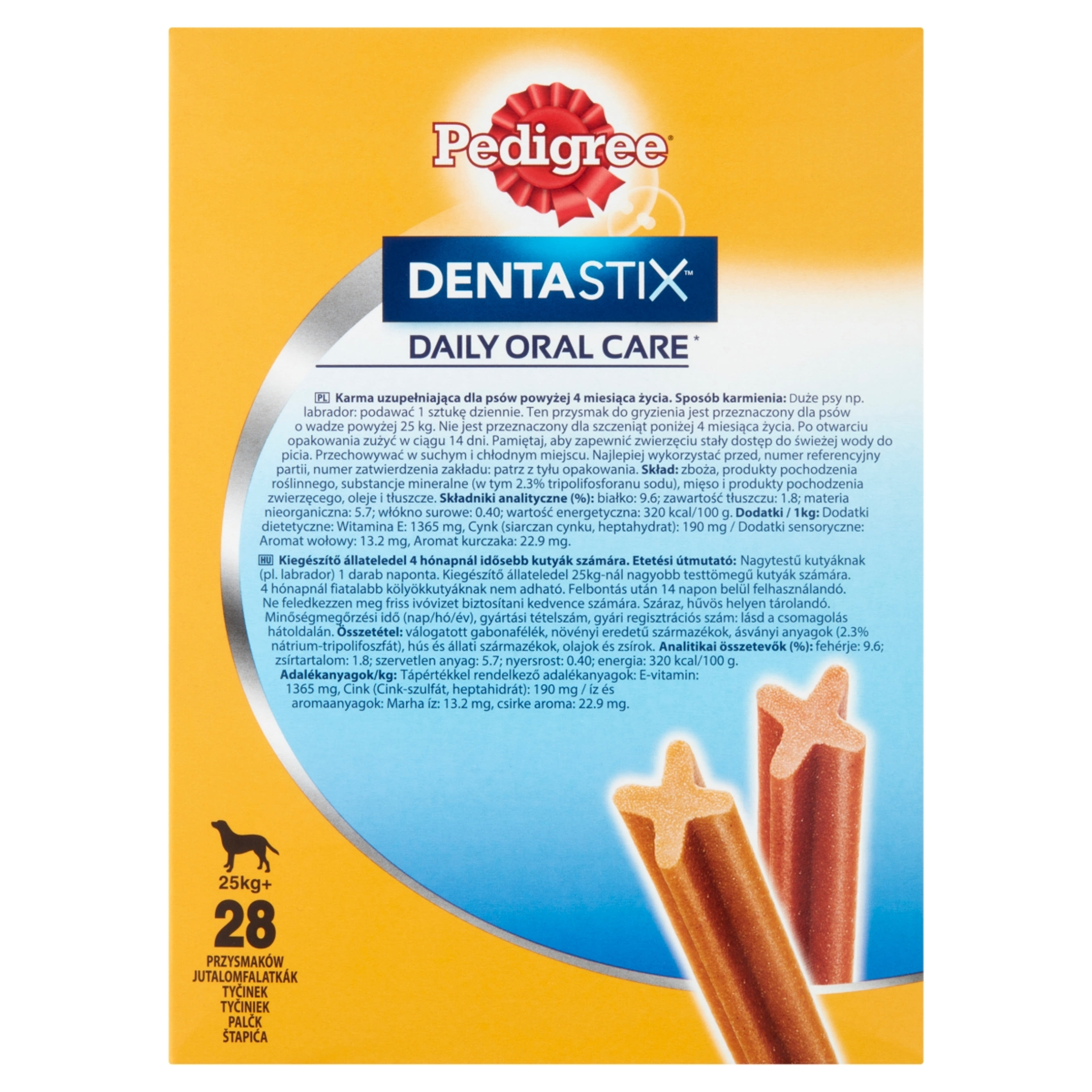 Pedigree DentaStix kiegészítő állateledel 4 hónapnál idősebb kutyák számára 25 kg+ 28 db - 1080 g-3