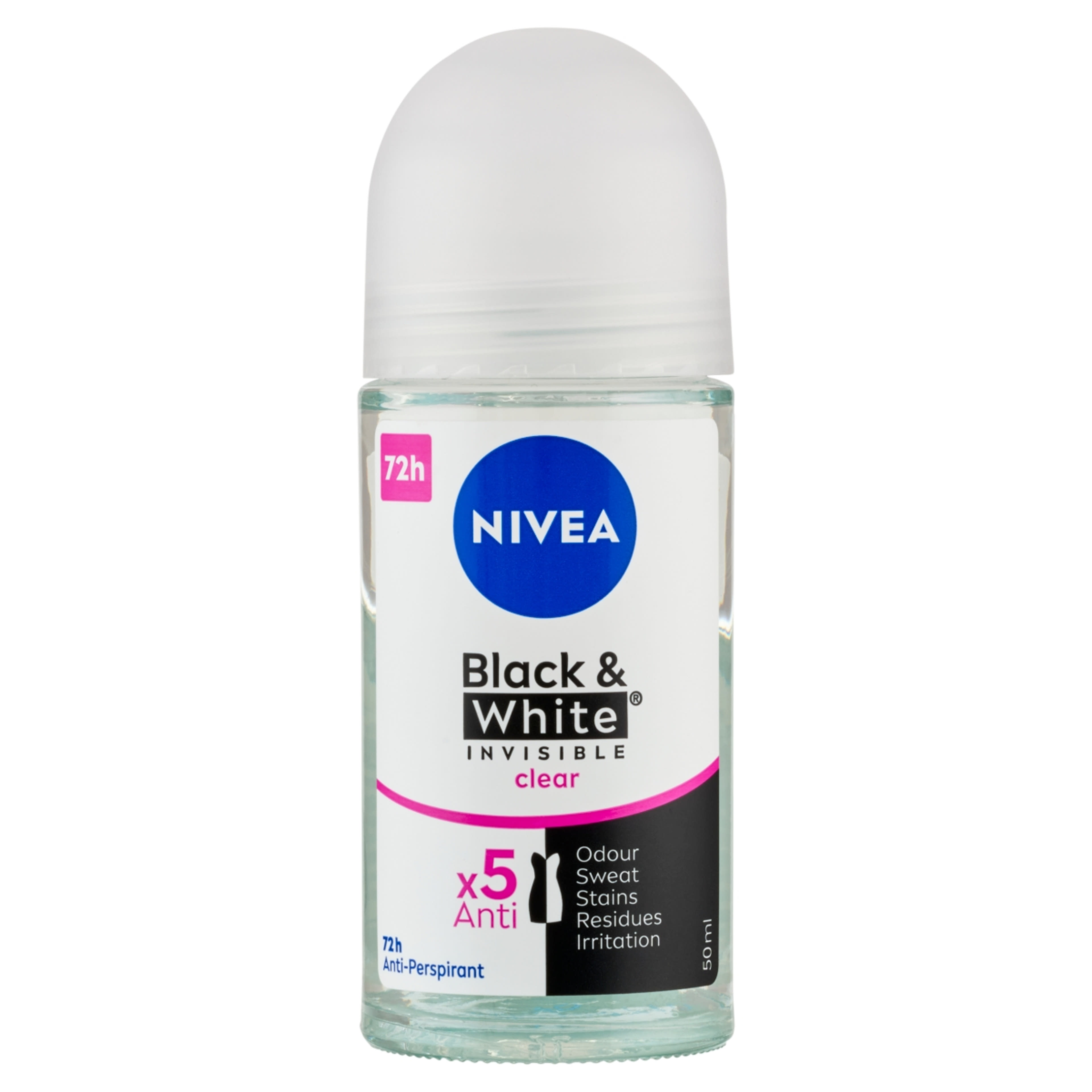 NIVEA Izzadásgátló golyós dezodor Black & White Invisible Clear - 50 ml