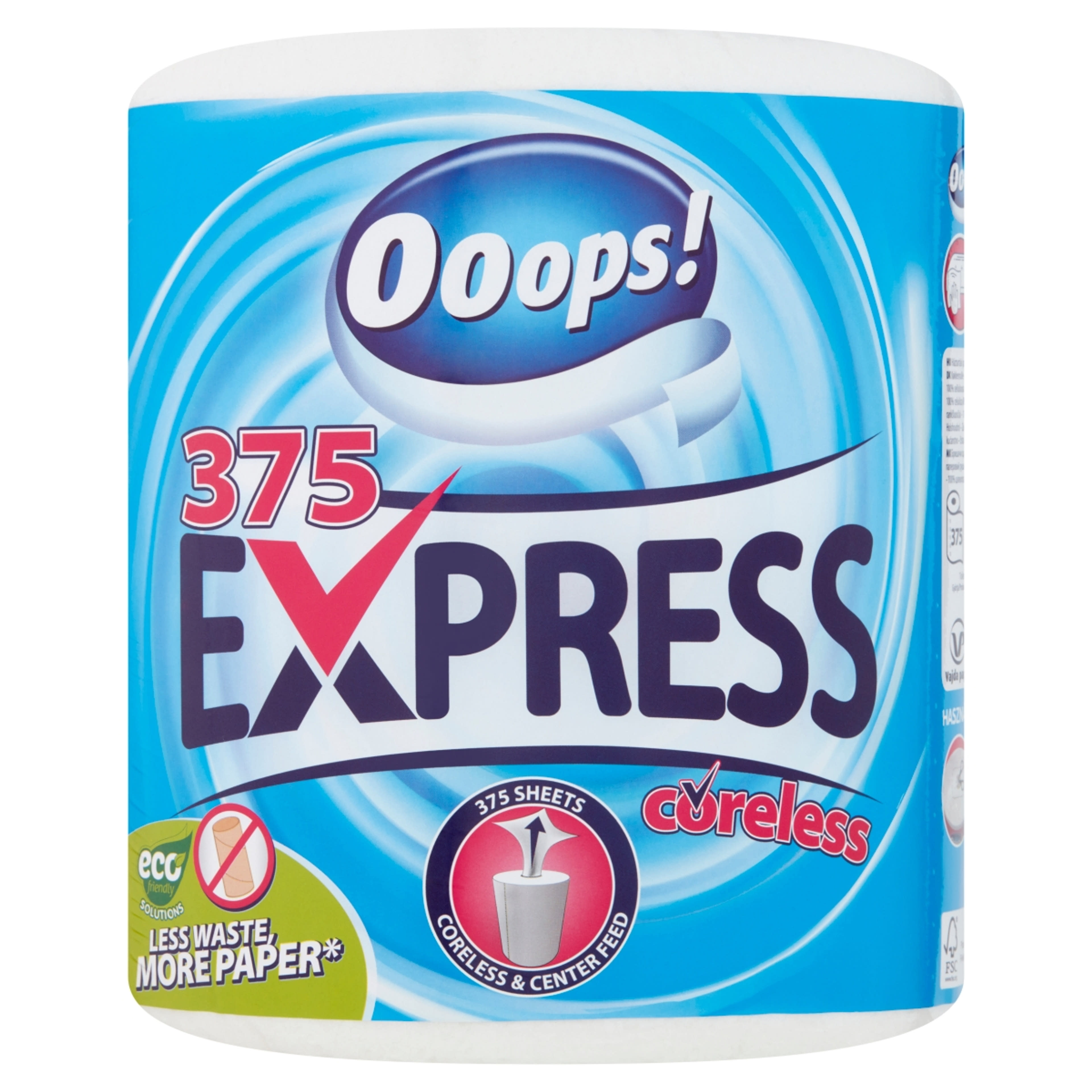 OOOPS! Express Coreless 2 rétegű konyhai törlő - 1 tekercs