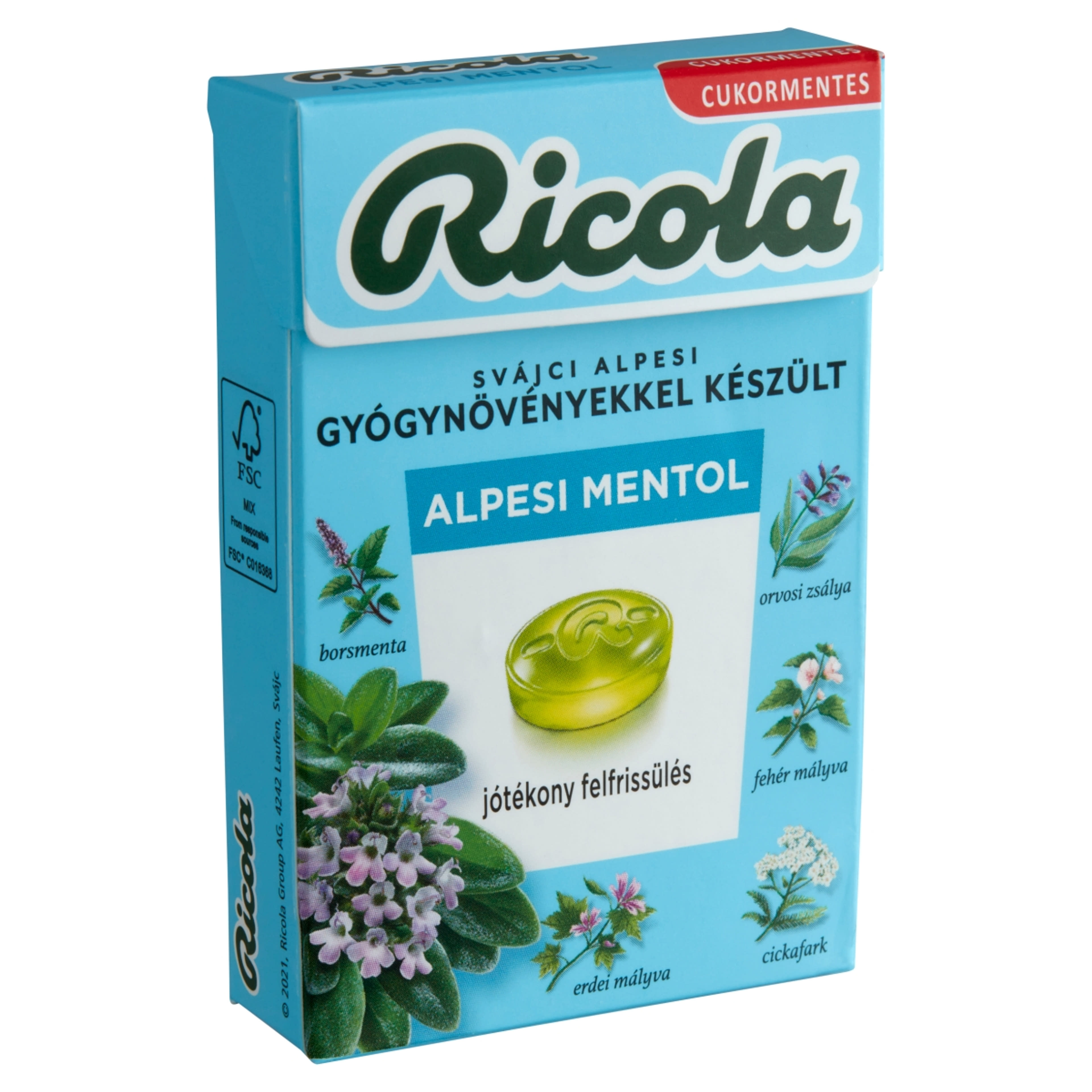 Ricola gyógynövénycukorka alpesi mentol - 40 g-2