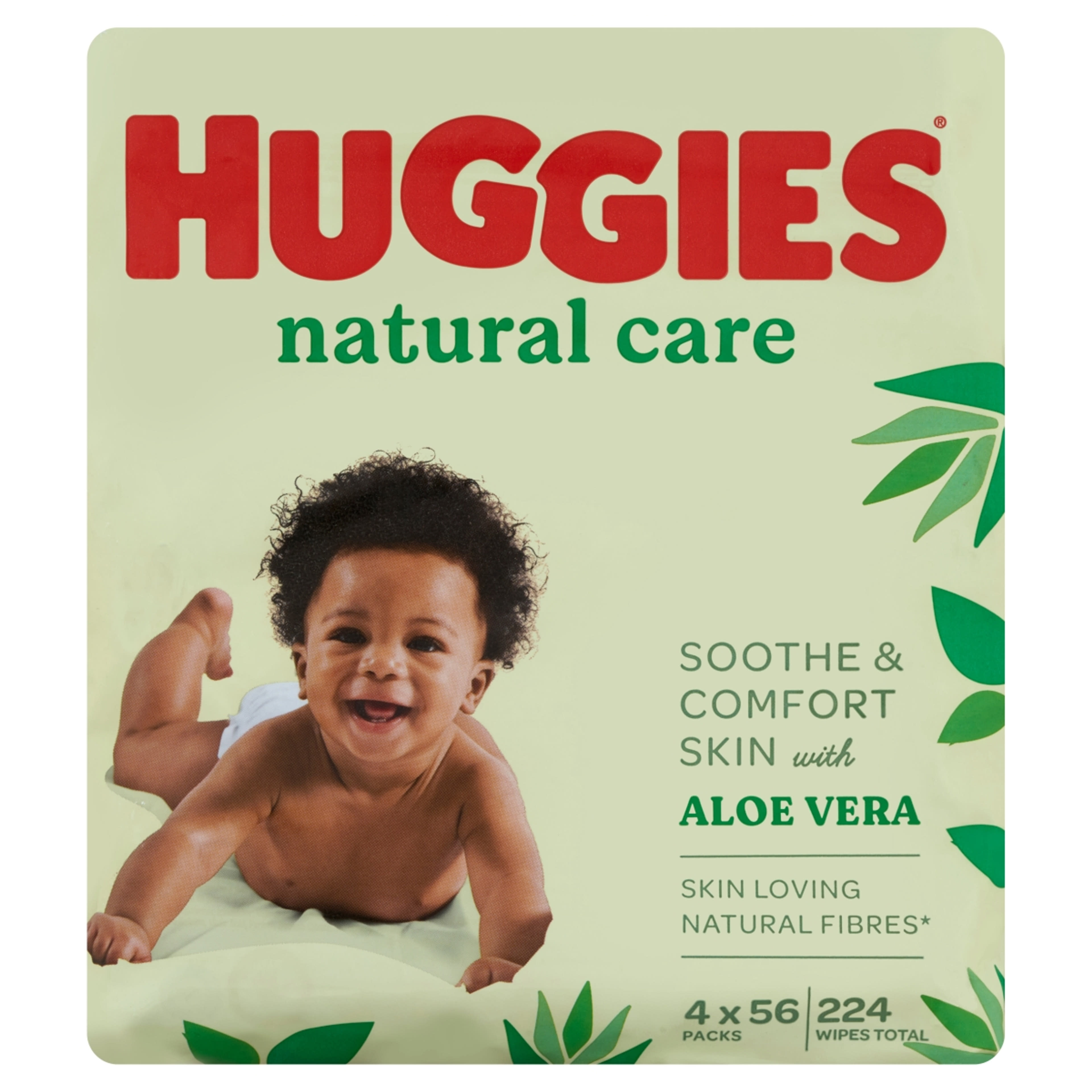 Huggies Natural Care törlőkendő 4x56 db - 224 g