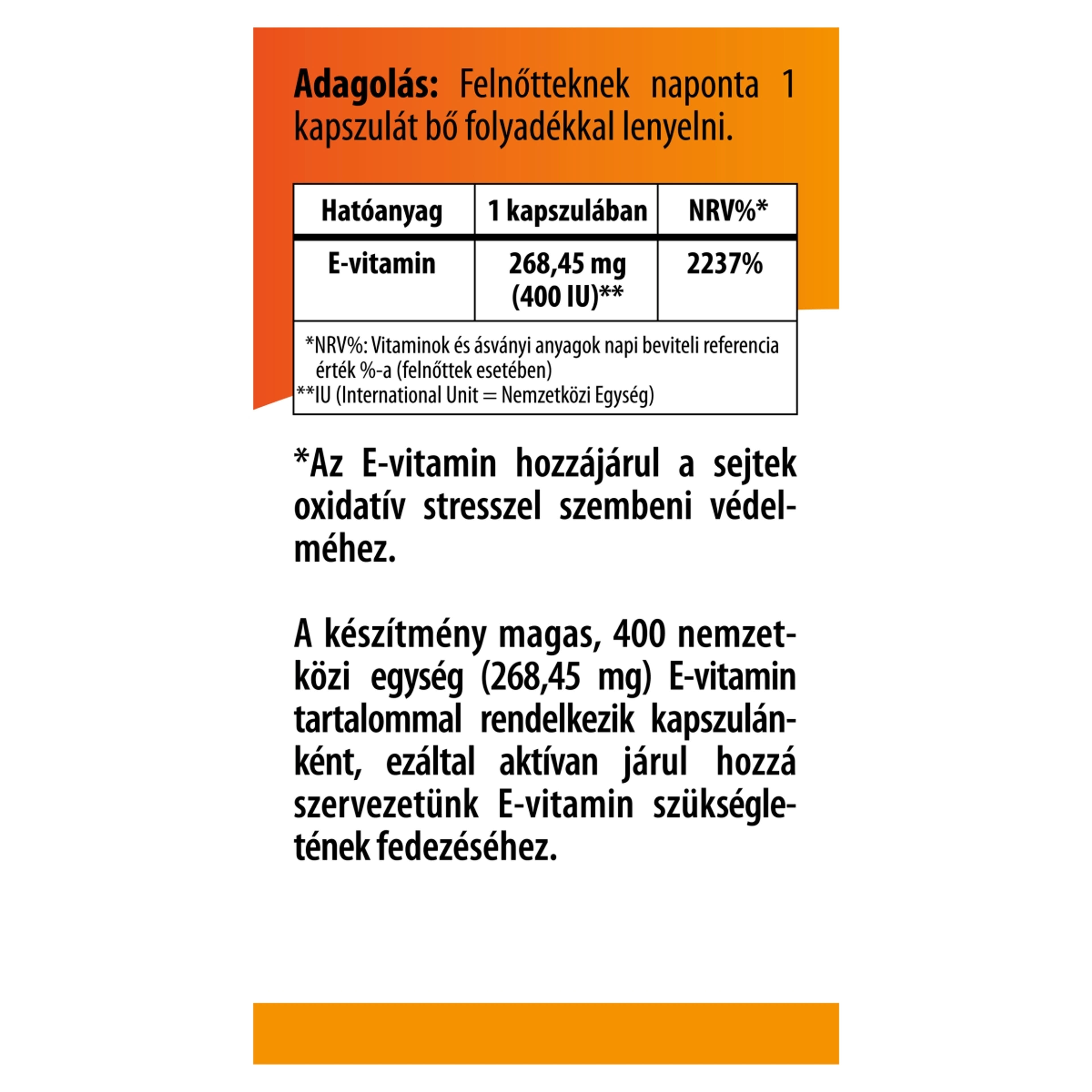 Bioco E-vitamin 400 IU étrend-kiegészítő kapszula - 60 db-3