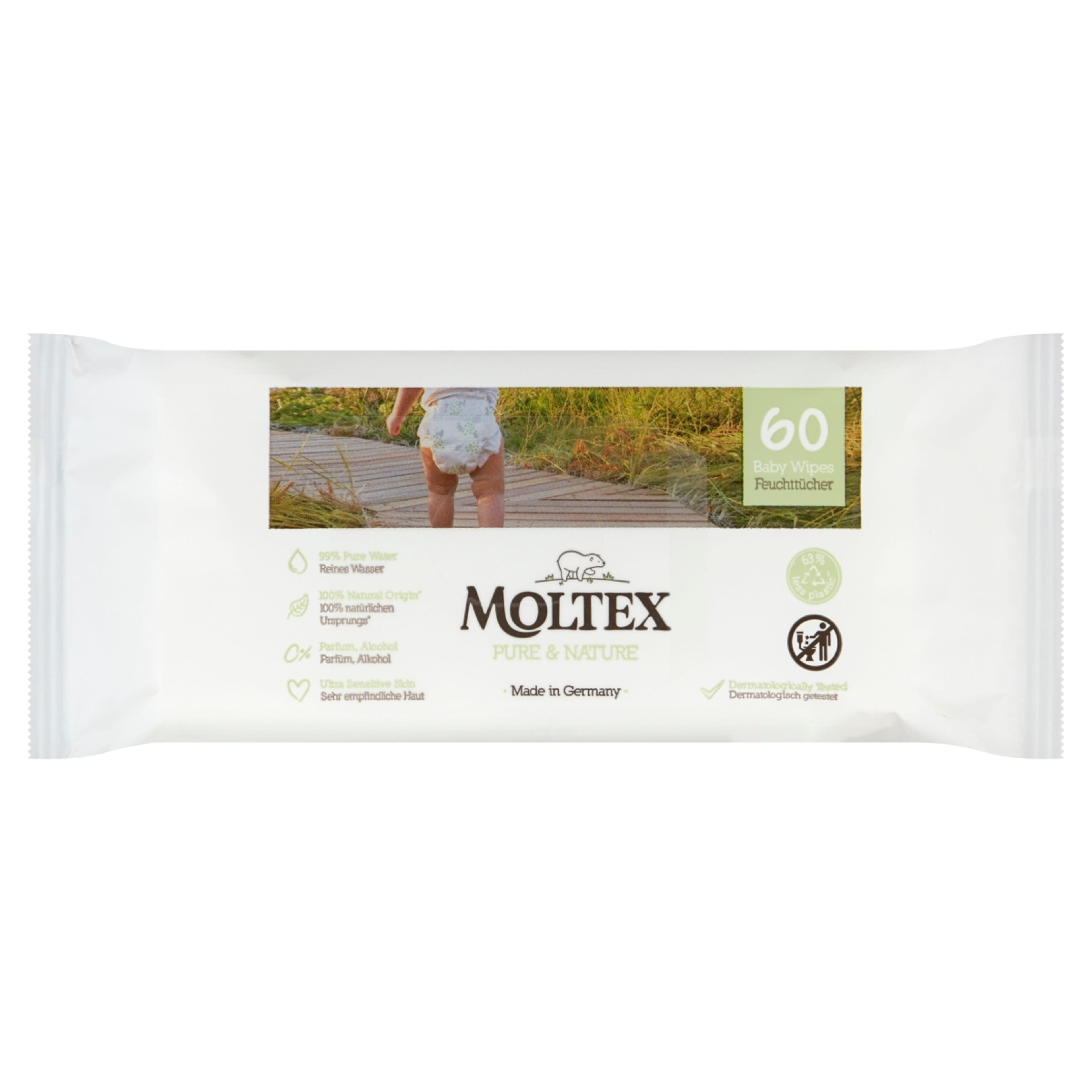 Moltex Pure&Nature nedves törlőkendő - 60 db