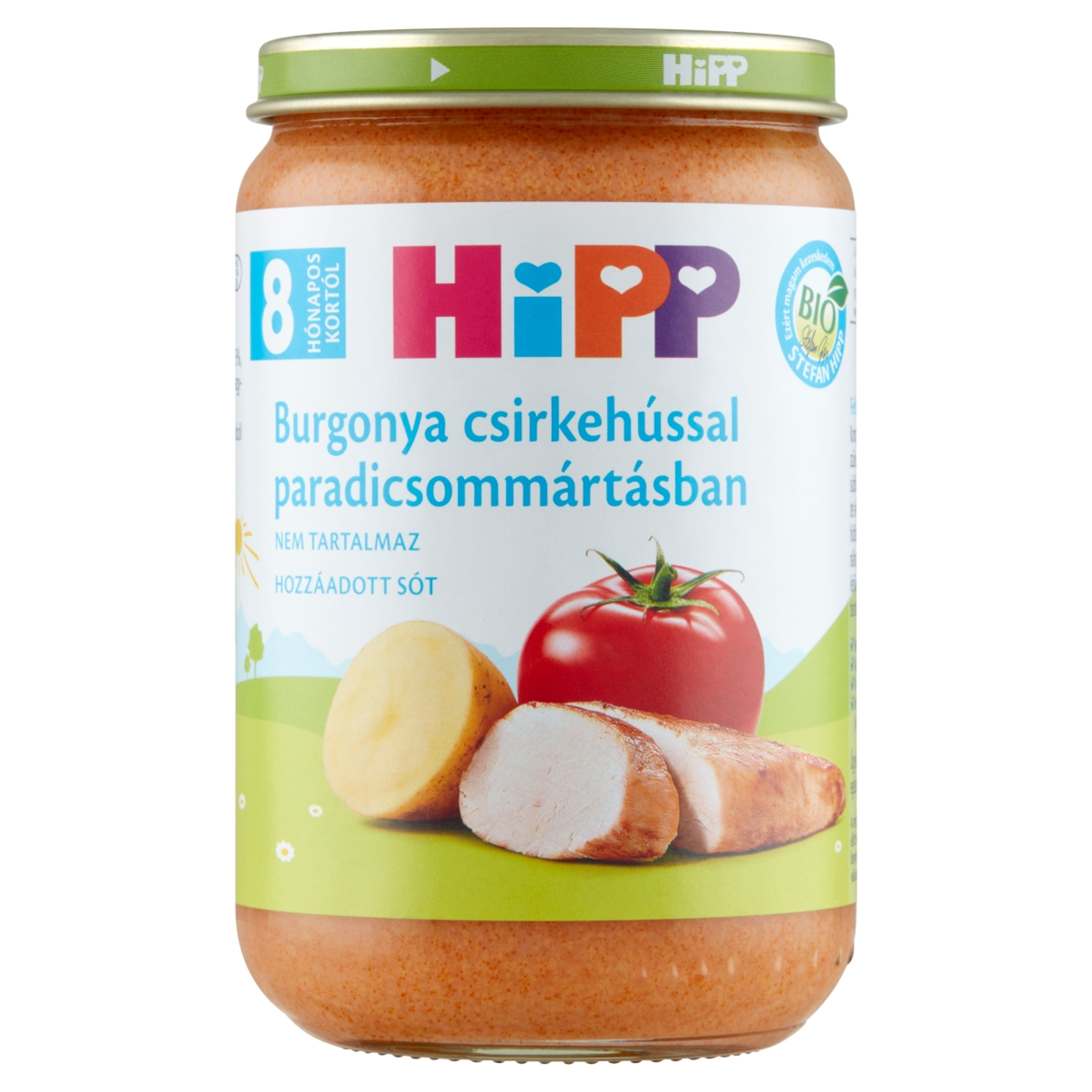 Hipp Bébiétel Paradicsomos Burgonya Csirkehús Ízesítéssel 8 Hónapos Kortól - 220 g-1