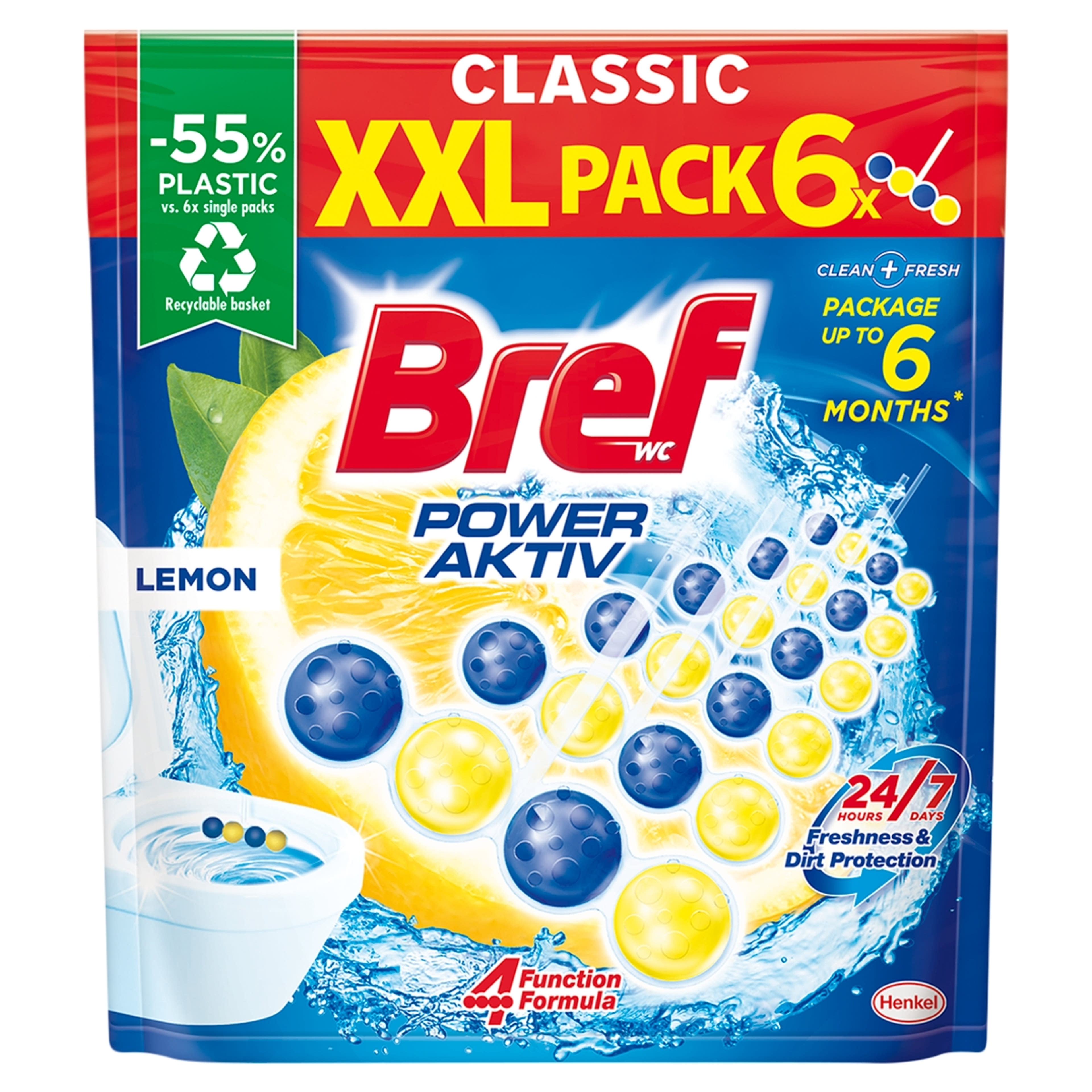 Bref Power Aktiv Lemon WC frissítő (6 x 50 g ) - 300 g