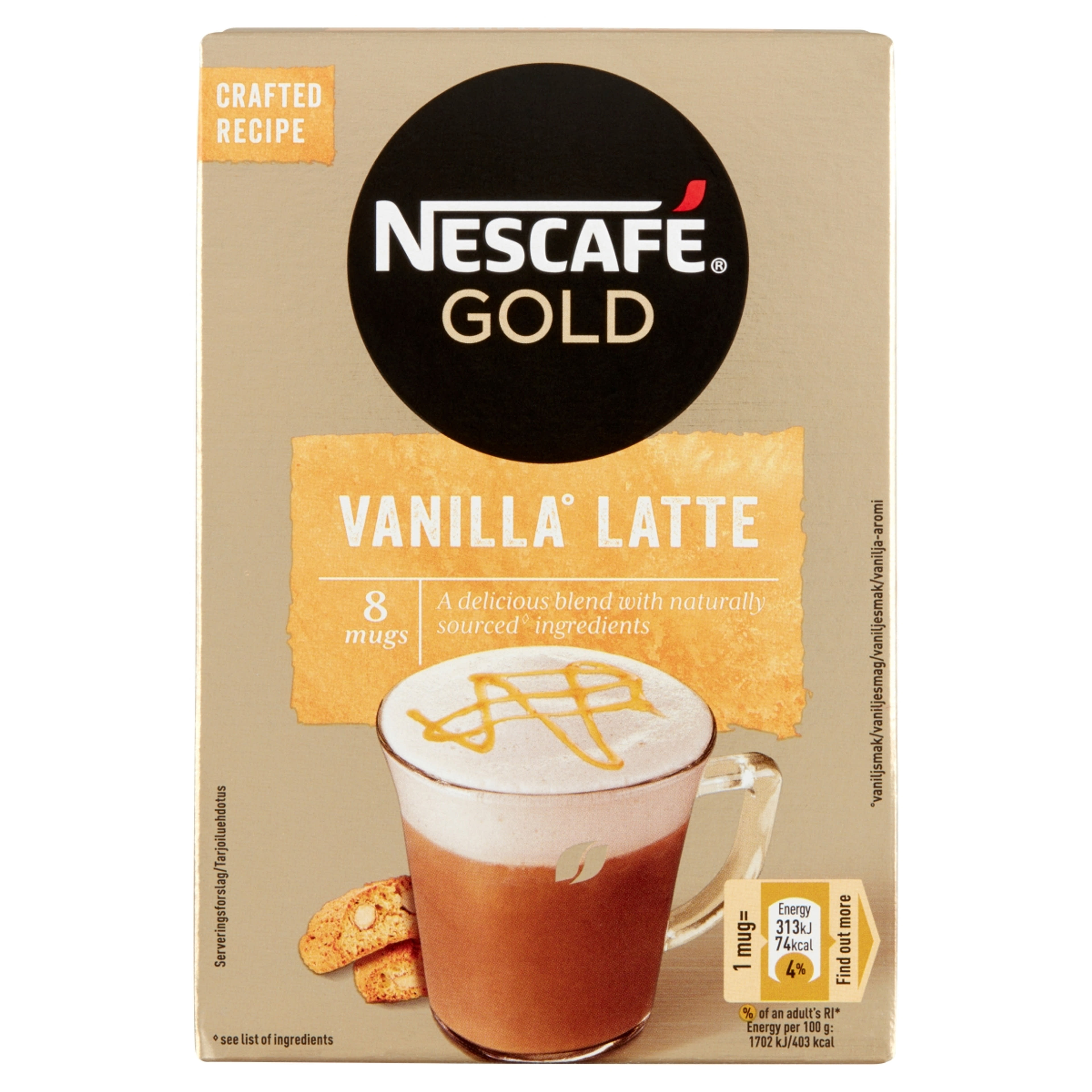 Nescafé Gold Cappuccino Vanília Latte azonnal oldódó kávé - 8 db